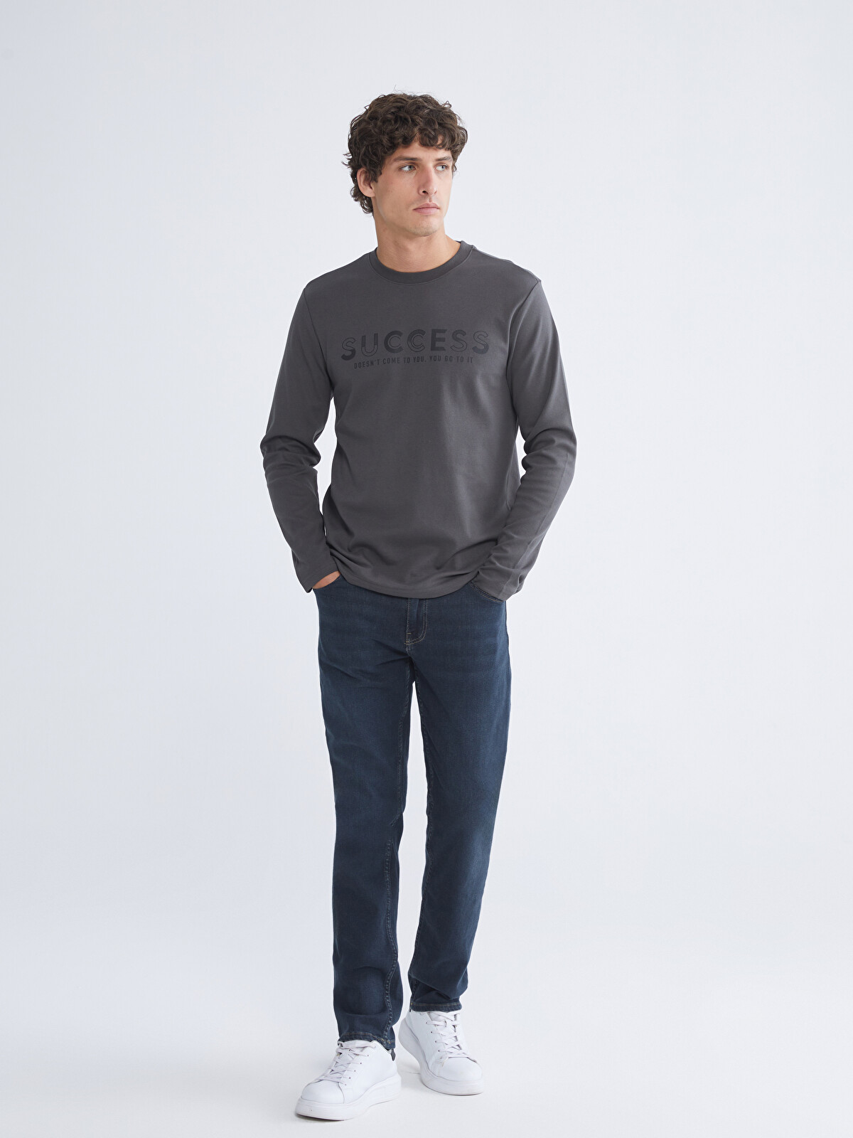LC WAIKIKI Crew Neck Long Sleeve Printed Men's T-shirt - W5DK99Z8