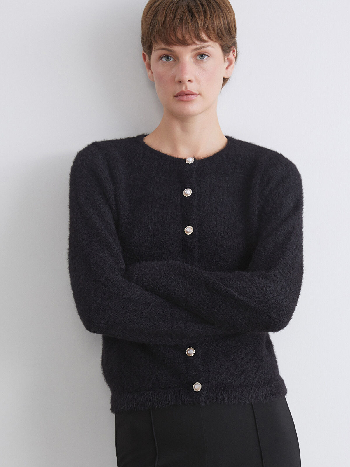 LCWAIKIKI Classic Crew Neck Women's Knitwear Cardigan - W5DR75Z8