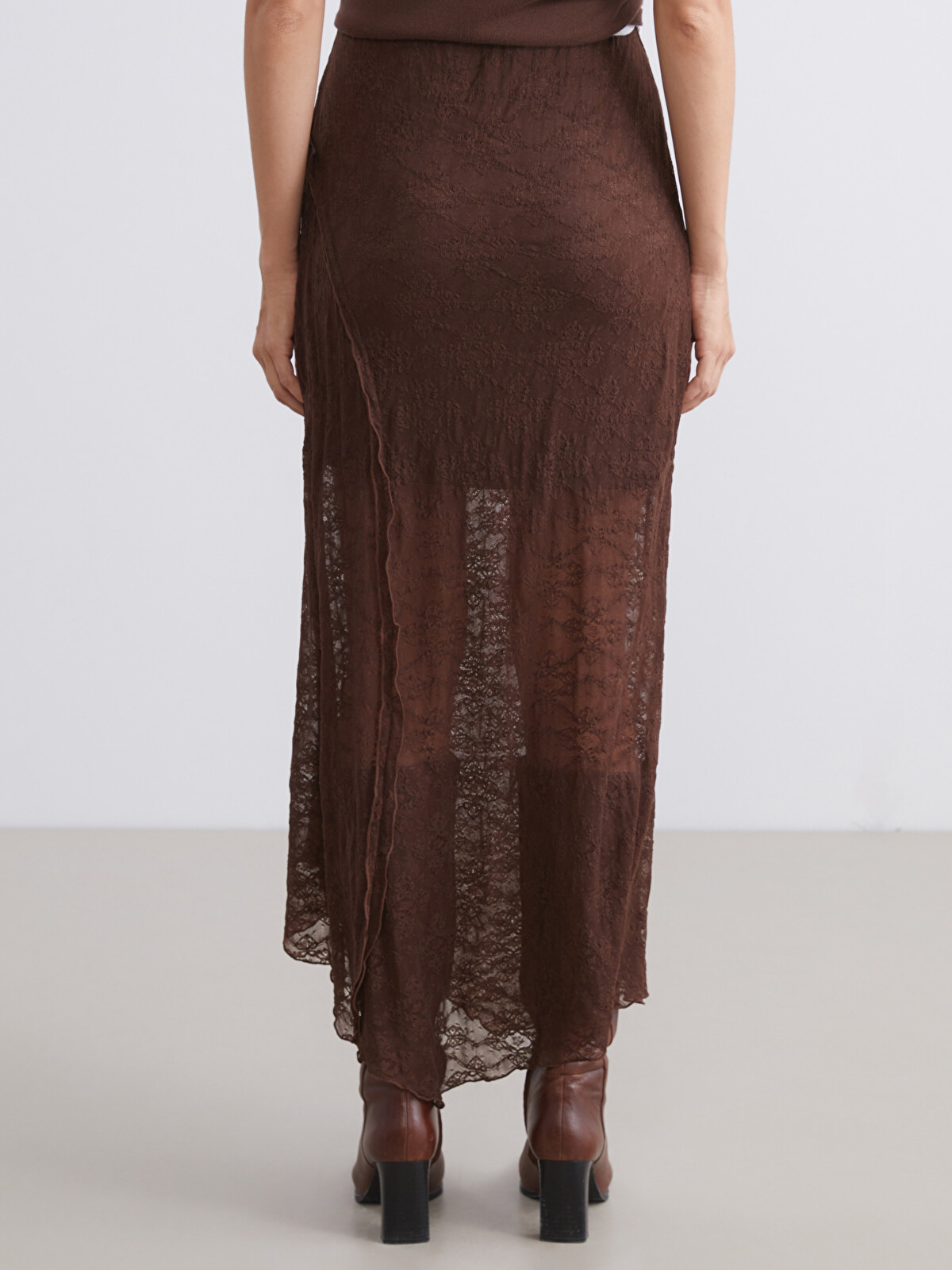 LCW Vision Elastic Waist Lace Crochet Skirt - W5DV48Z8-JTW | LC