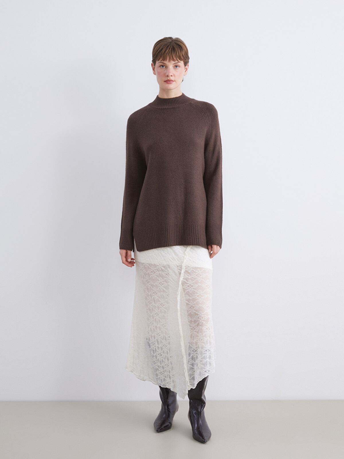 LCW Vision Elastic Waist Lace Crochet Skirt - W5DV48Z8-R9J | LC