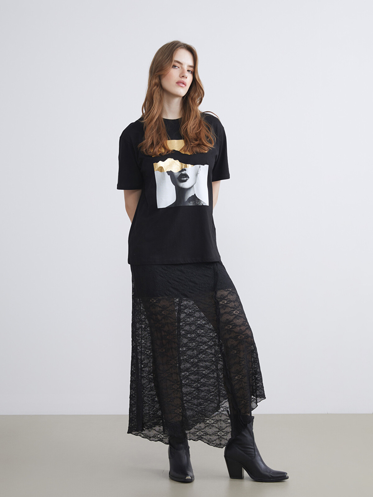 LCW Vision Elastic Waist Lace Crochet Skirt - W5DV48Z8-CVL | LC