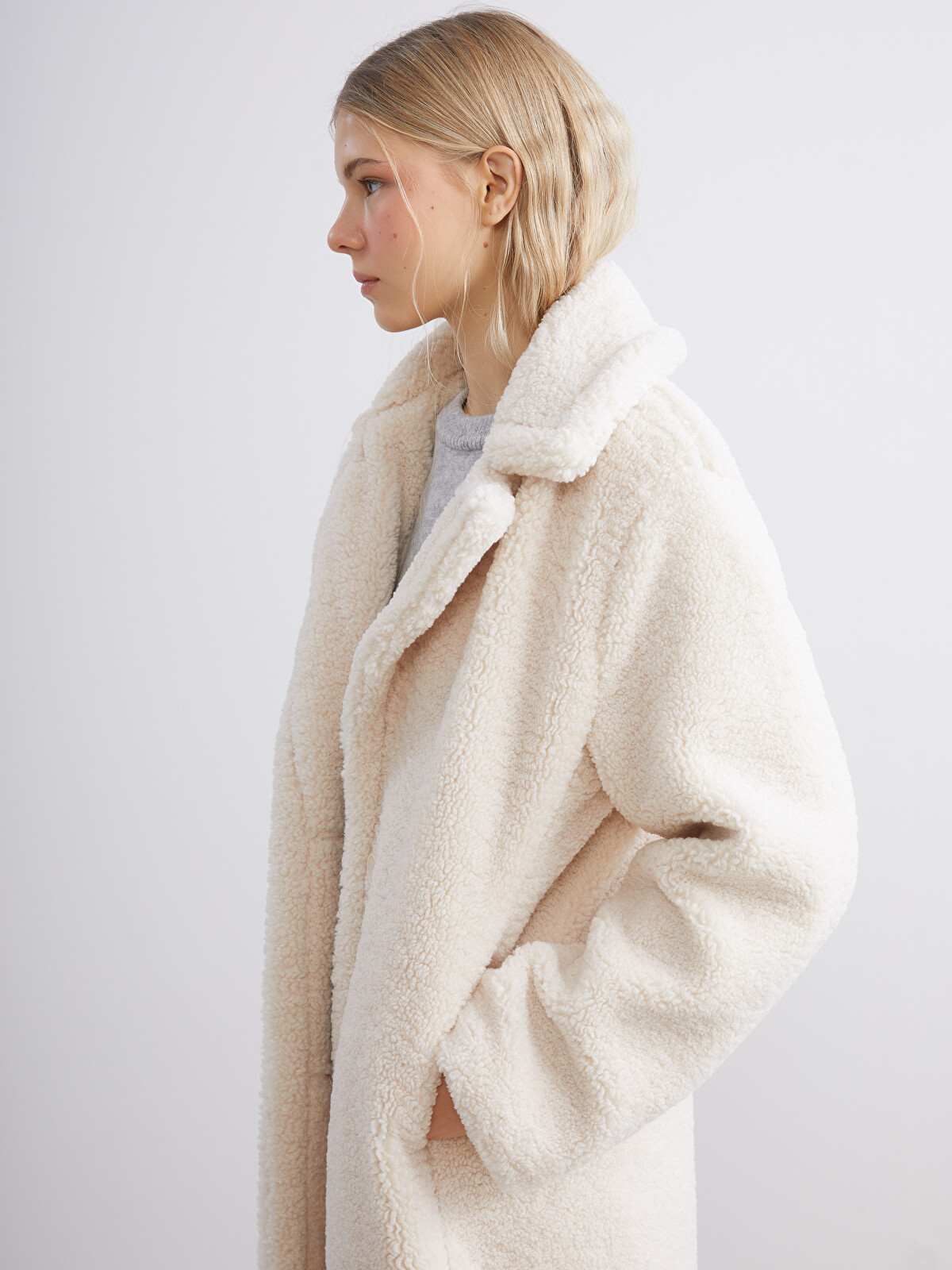 XSIDE Jacket Lapel Collar Long Sleeve Plush Women's Coat