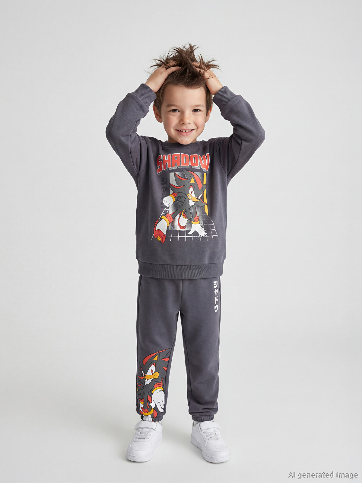 LCW Kids Gri Sonic Baskılı Erkek Çocuk Eşofman Takımı - W5EJ57Z1