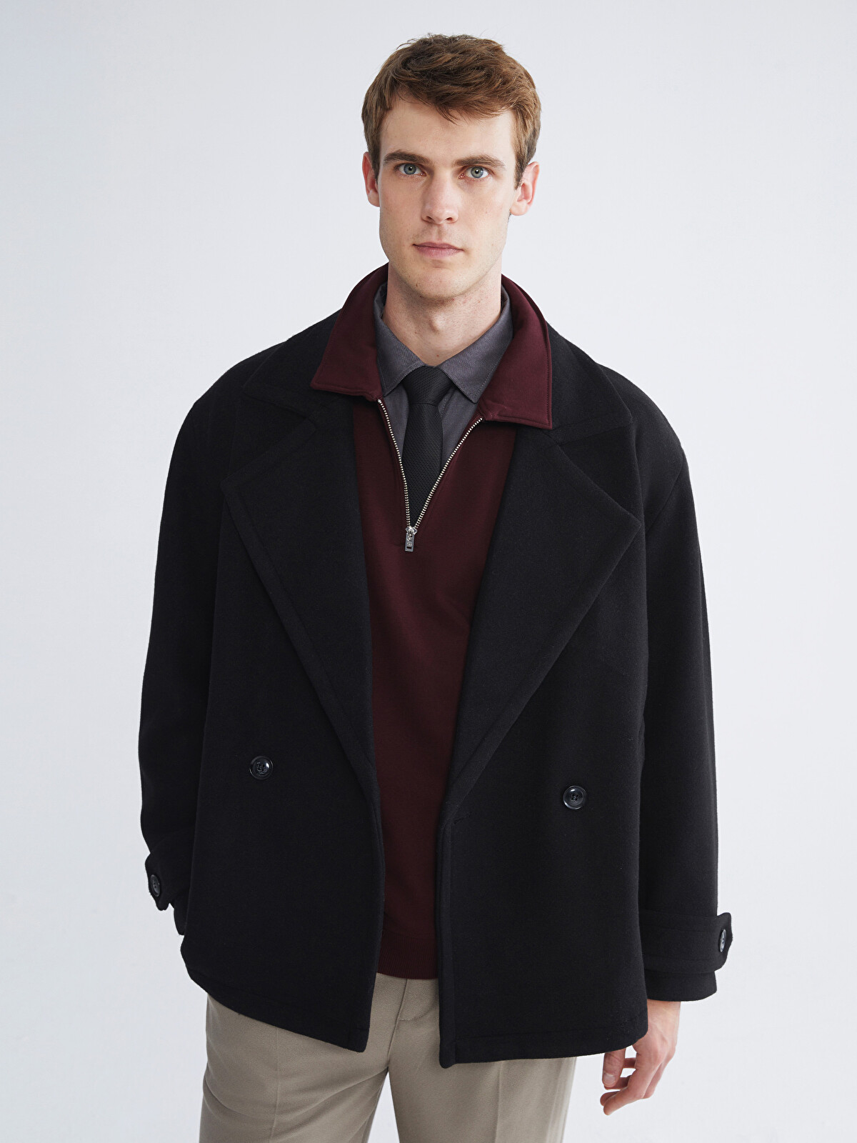LCW Vision Double Breasted Men's Cachet Coat - W5EK12Z8-CVL | LC