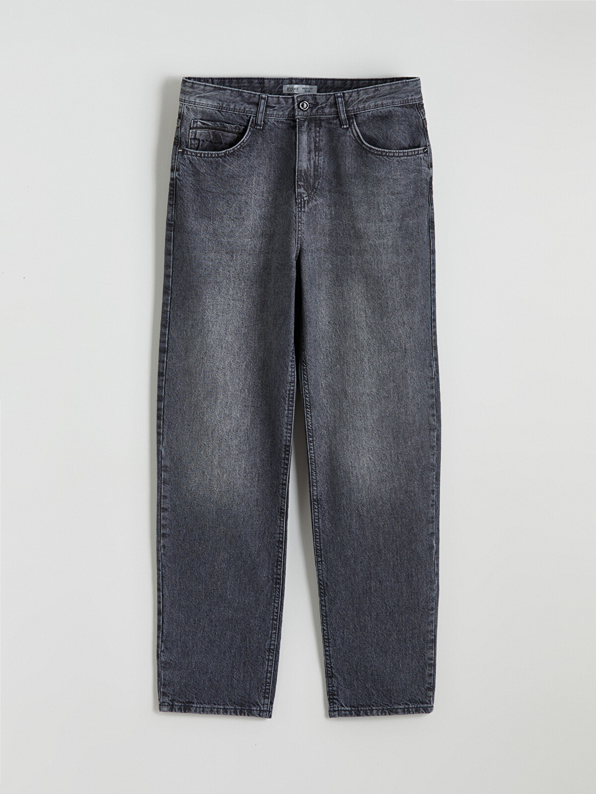 LCW Jeans Gri Denim Düz Baggy Fit Normal Bel Geniş Paça Erkek Jean