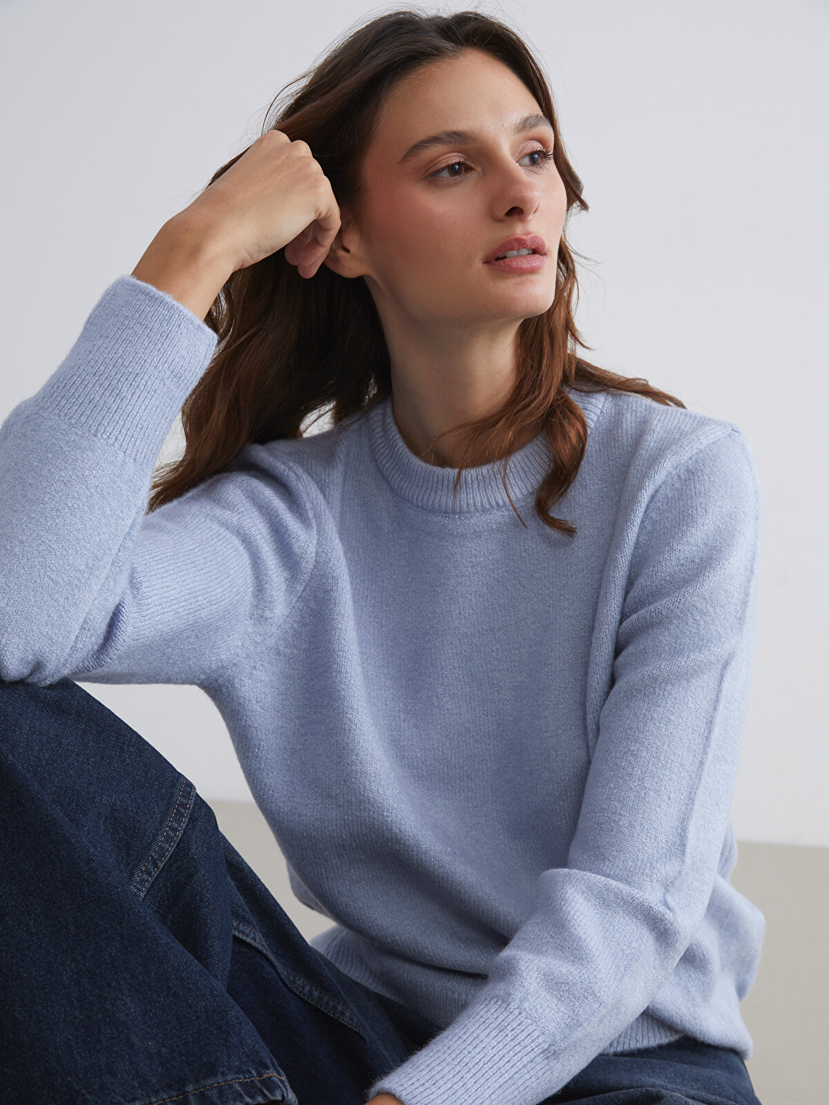 crew neck designed wool sweater 新品 L LCW Vision Crew Neck Women's Knitwear Sweater - W5EK91Z8-FND | LC