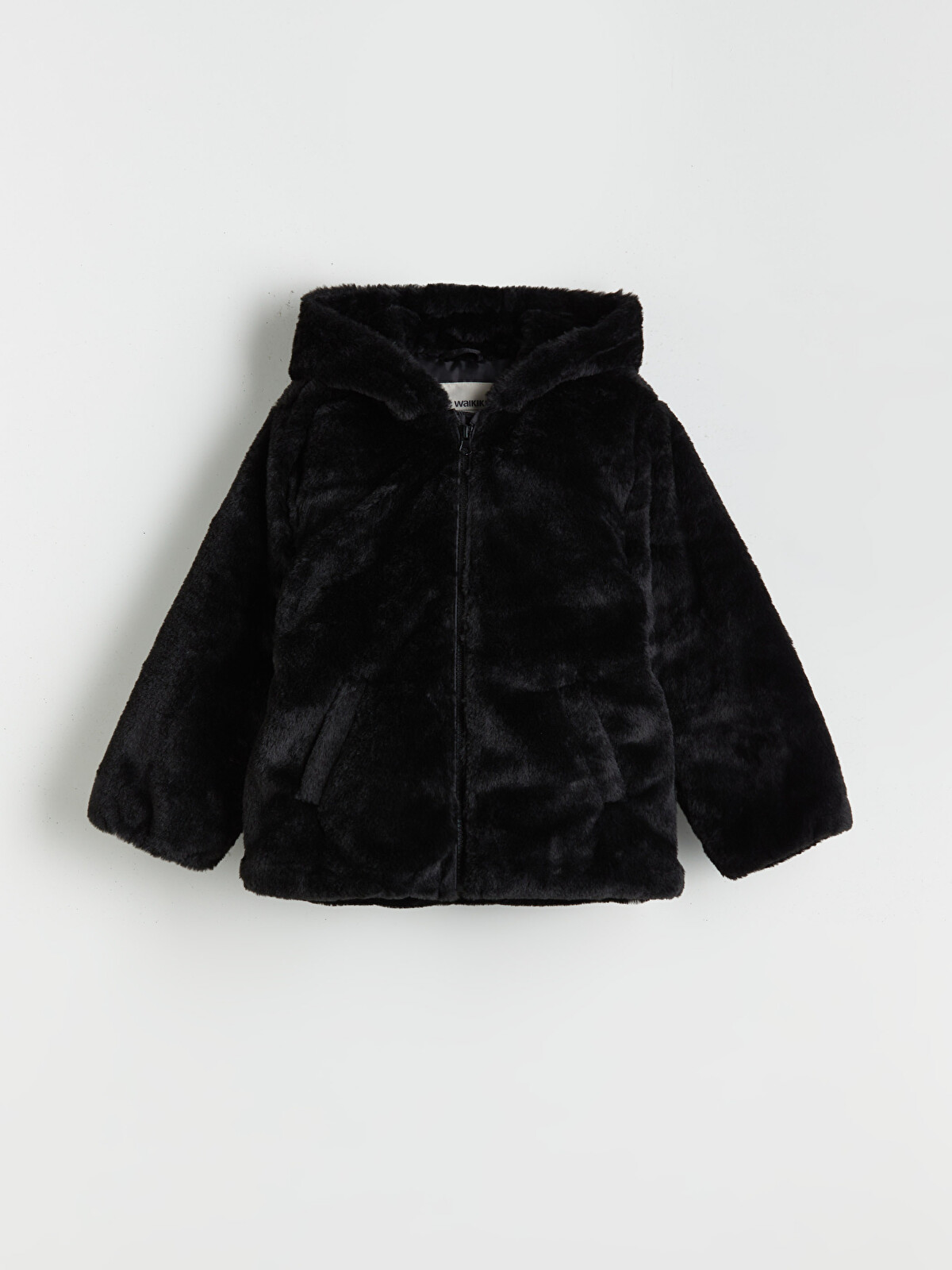 frankygrow ブラックコート キッズ LL 150 LCW Kids Hooded Girl's Plush Coat - W5EO65Z1-CVL | LC Waikiki