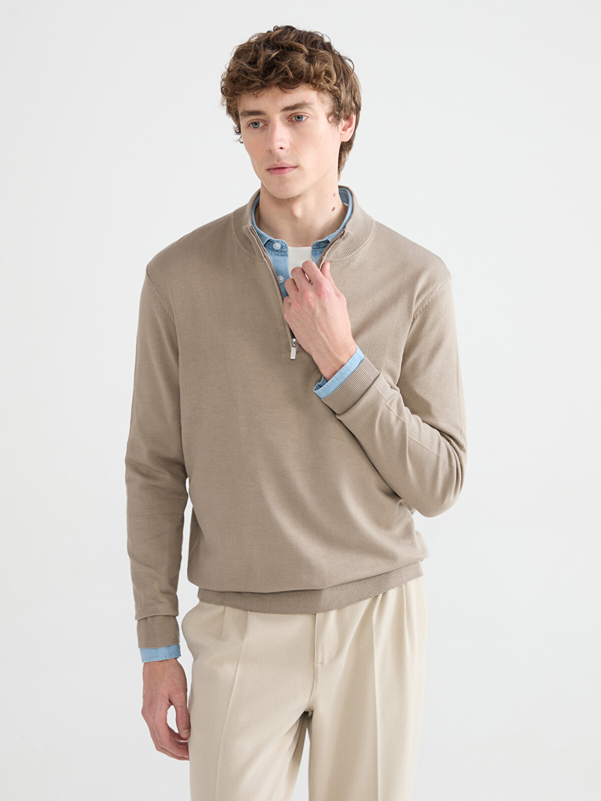 SOUTHBLUE Mock Neck Men's Knitwear Sweater - W5EP57Z8-PSD | LC Waikiki