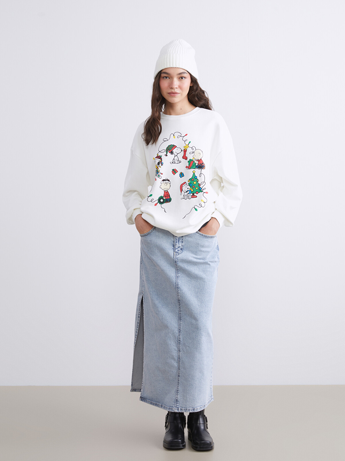 XSIDE Snoopy Printed Oversize Women's Thick Sweatshirt - W5EQ24Z8