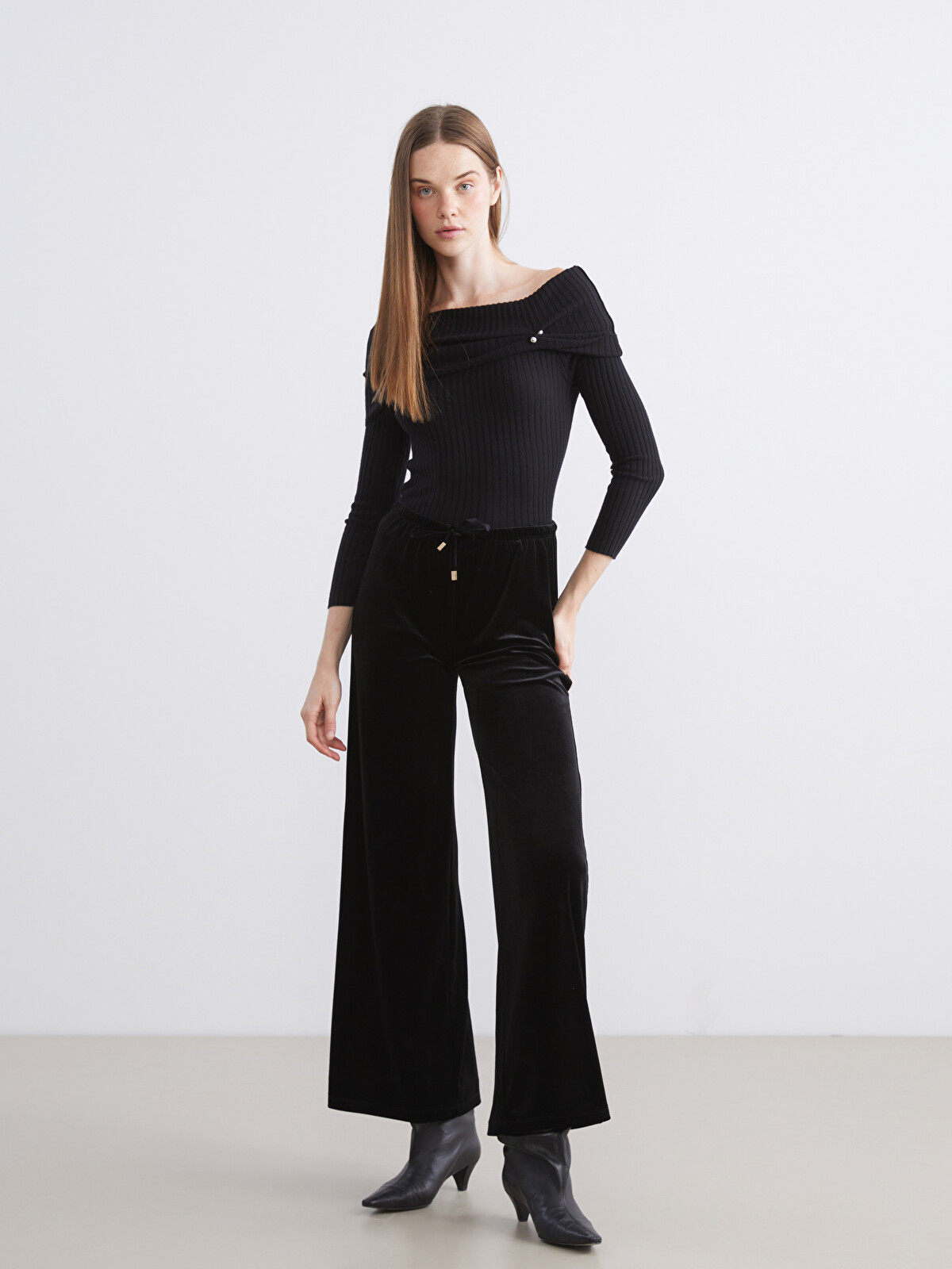 LCW Vision Elasticated Waist Velvet Women's Trousers - W5ET20Z8