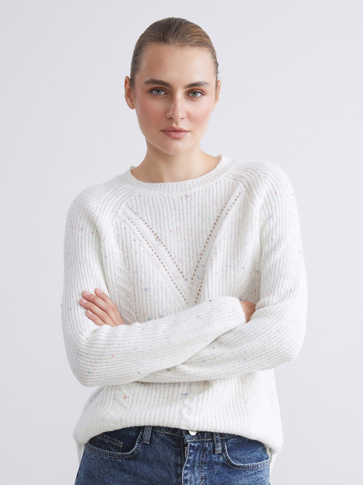 LCWAIKIKI Classic Crew Neck Self-Patterned Women's Knitwear