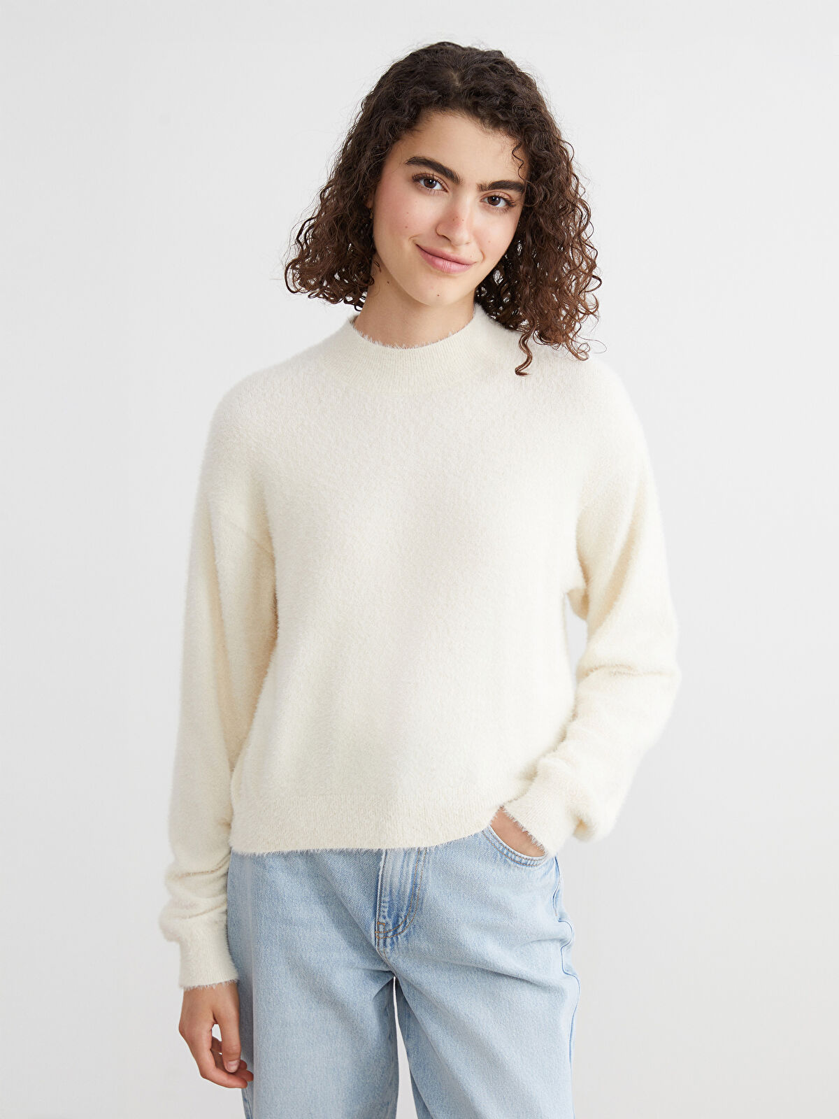 XSIDE Funnel Neck Women's Knit Sweater - W5EV09Z8-R9J - LC Waikiki