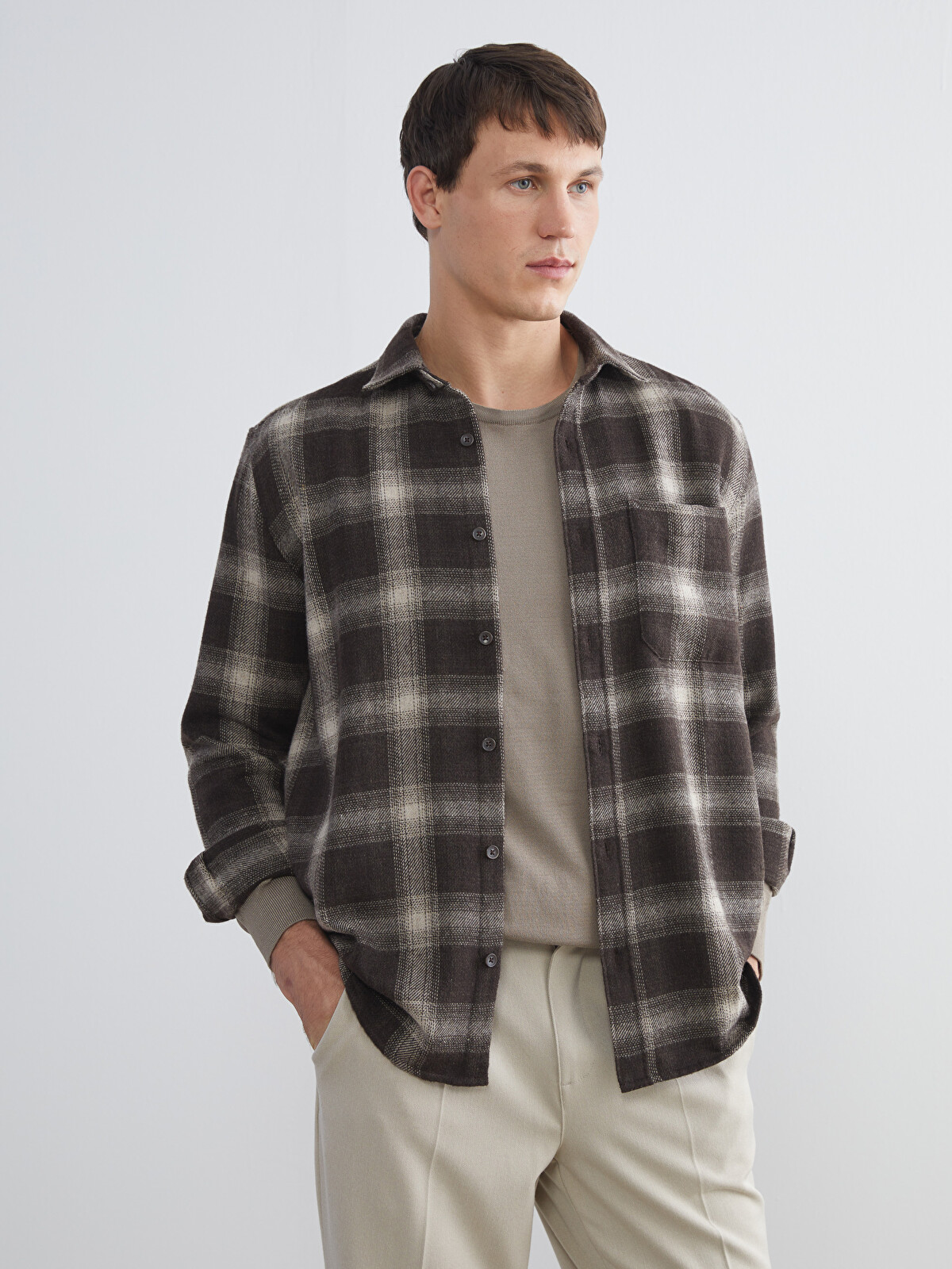 LCW Vision Regular Fit Plaid Wool Blend Men's Lumberjack Flannel