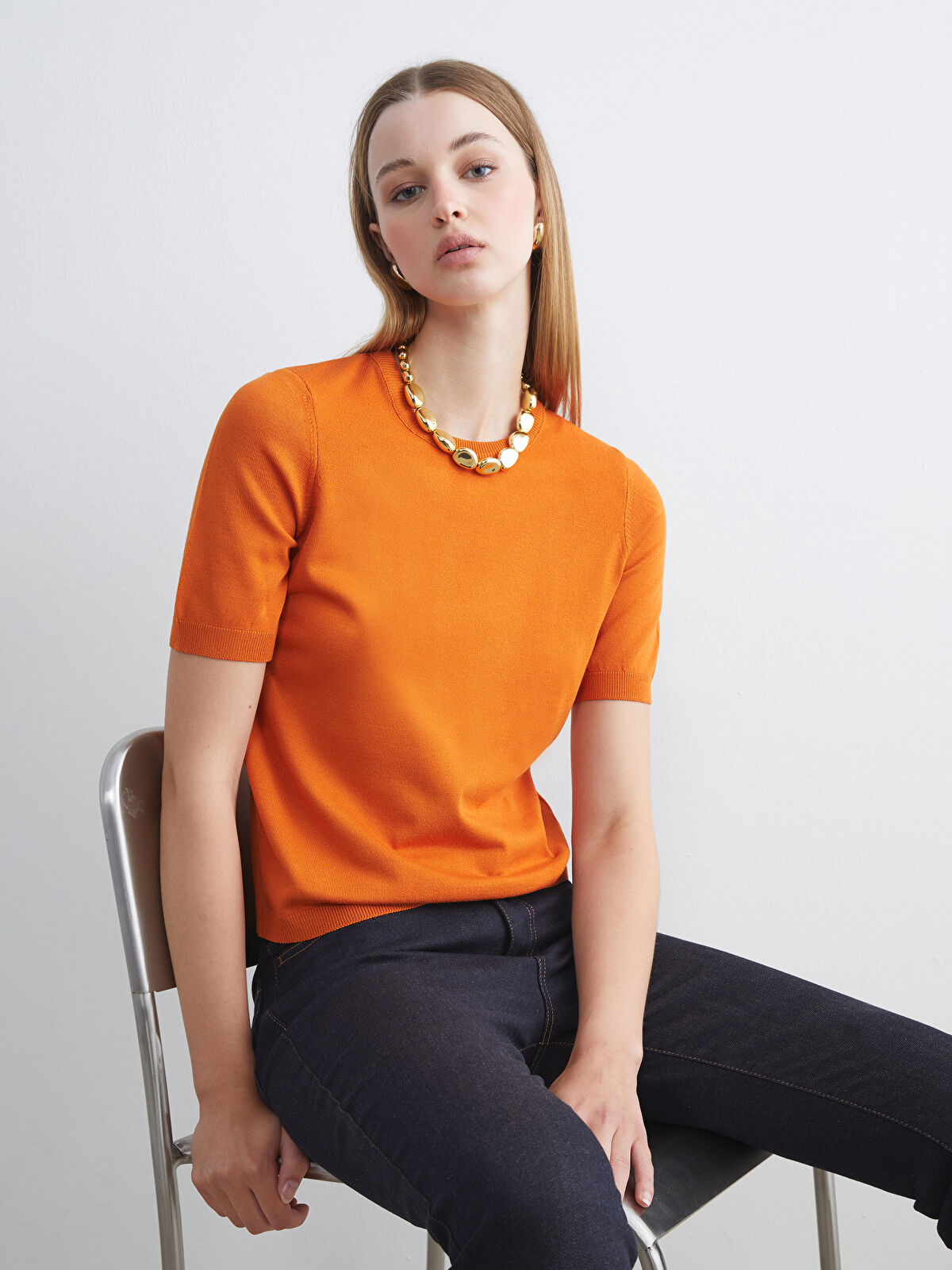 LCW Vision Turuncu Bisiklet Yaka Kadın Triko Kazak - W5FF93Z8-GCH