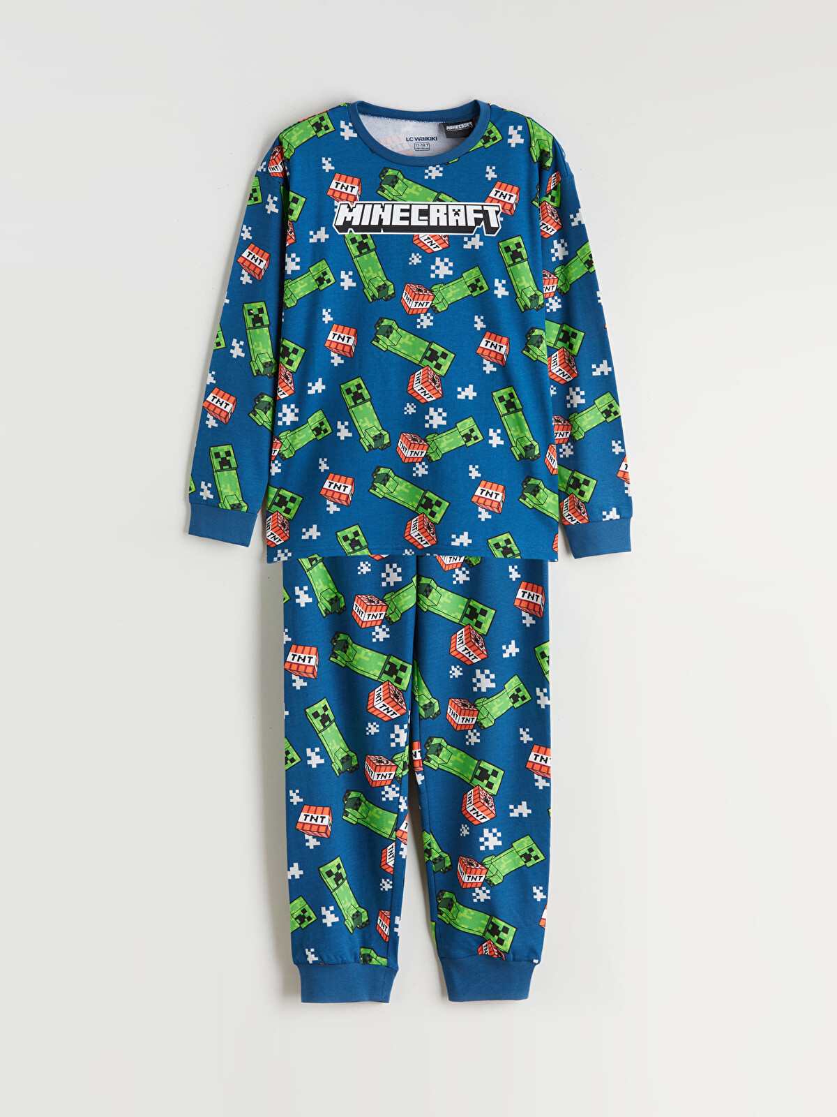 LCW Kids Petrol Bisiklet Yaka Minecraft Baskılı Erkek Çocuk Pijama