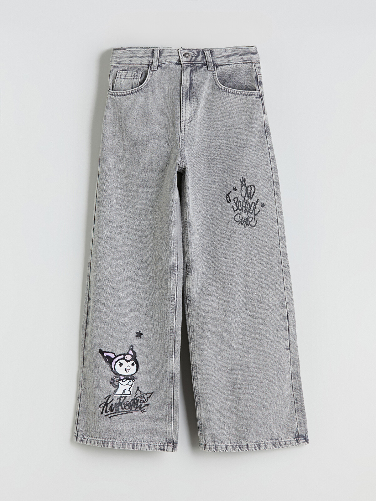 LCW Kids Широкі джинси для дівчаток з принтом kuromi - W5FL67Z4