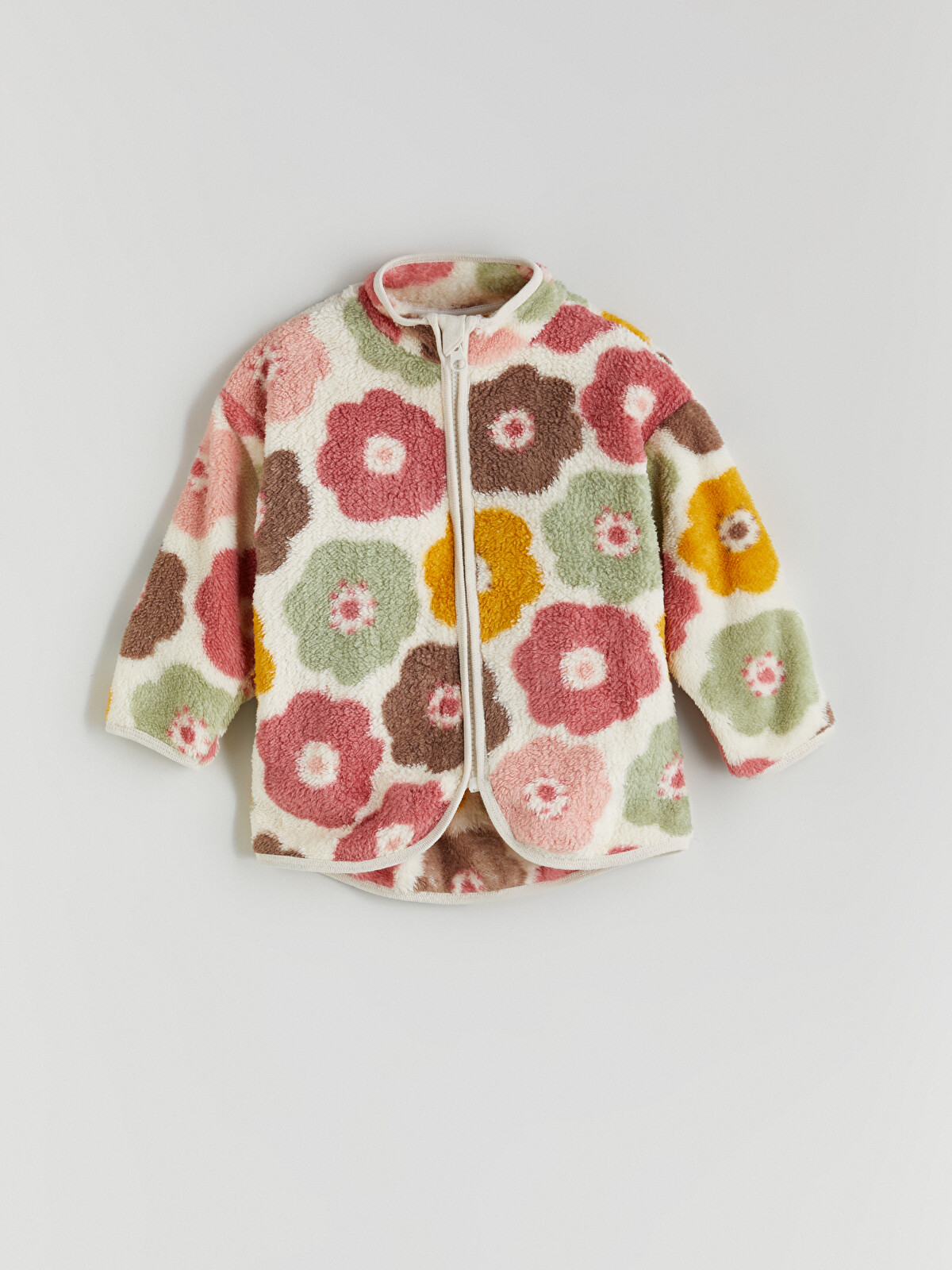 LCW ECO Funnel Neck Floral Baby Girls' Plush Coat - W5FT06Z1-LRA