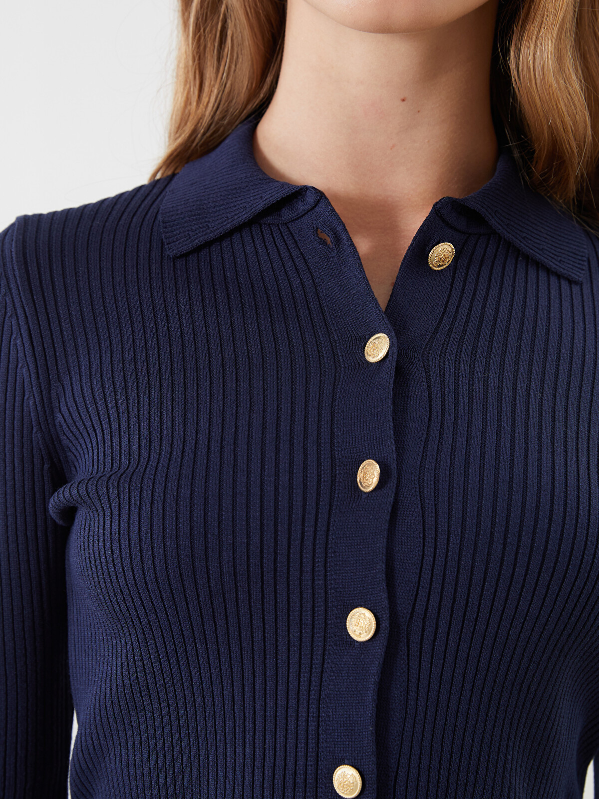XSIDE Polo Neck Women's Knitwear Cardigan - W5FY04Z8-ZJB - LC Waikiki