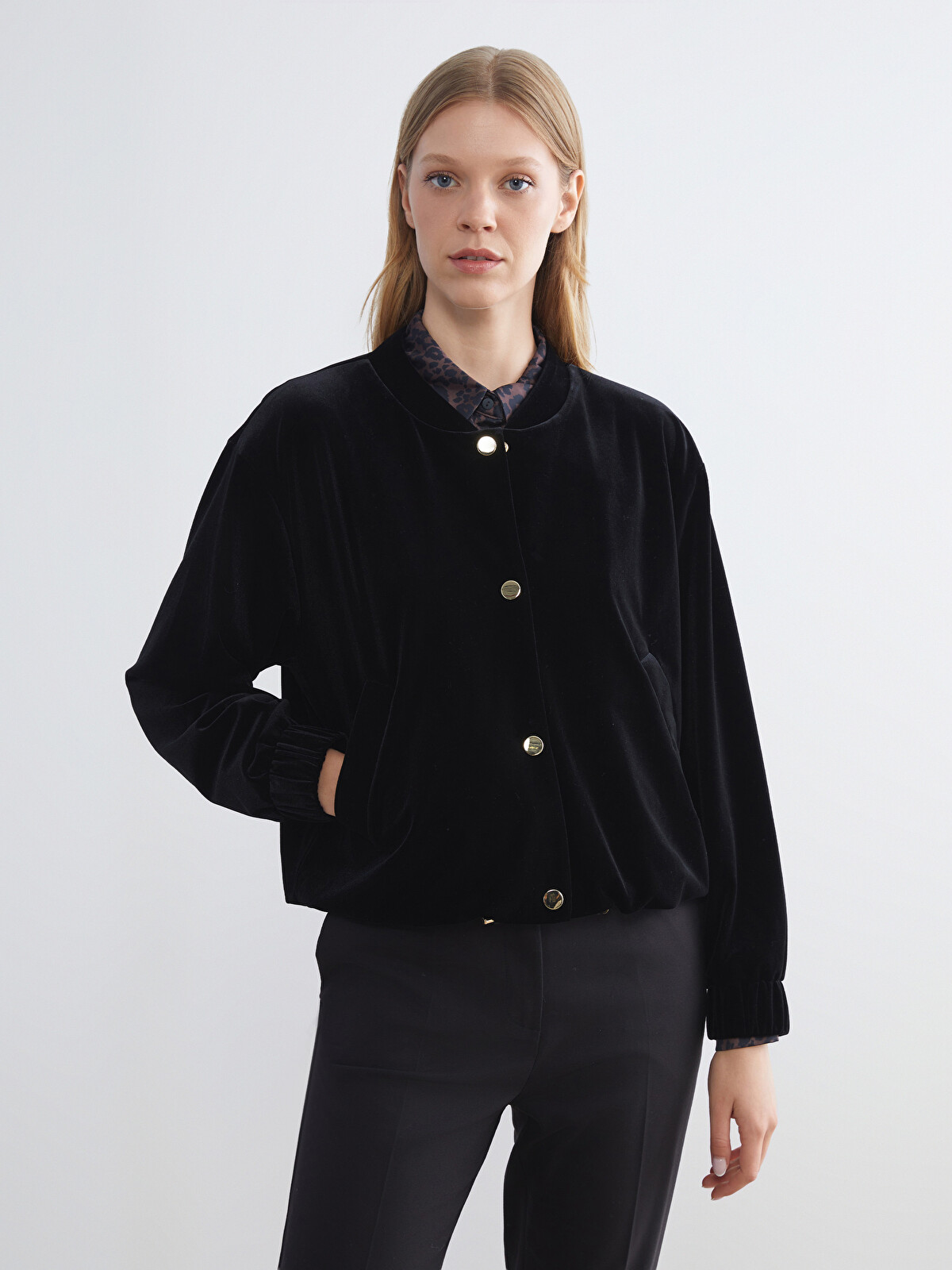 LCWAIKIKI Classic Women's Velvet College Jacket - W5G010Z8-CVL
