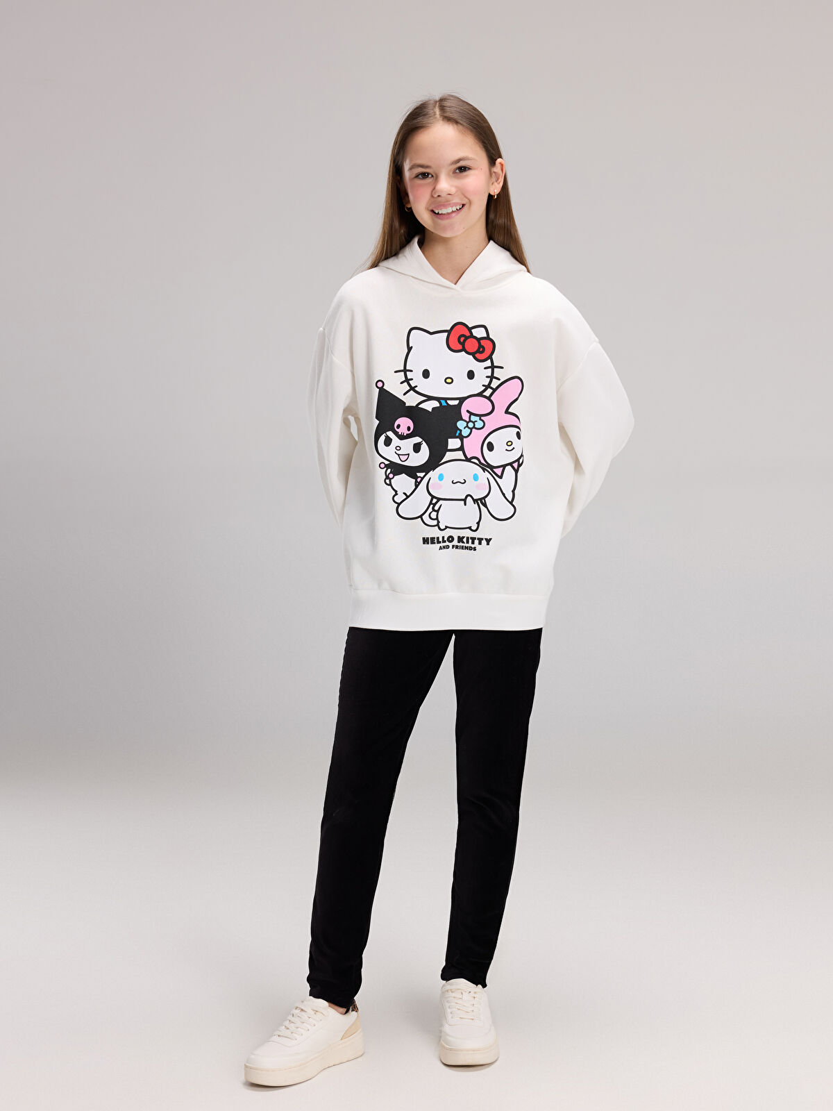 LCW Kids Hooded Hello Kitty Printed Girls' Sweatshirt - W5G053Z4