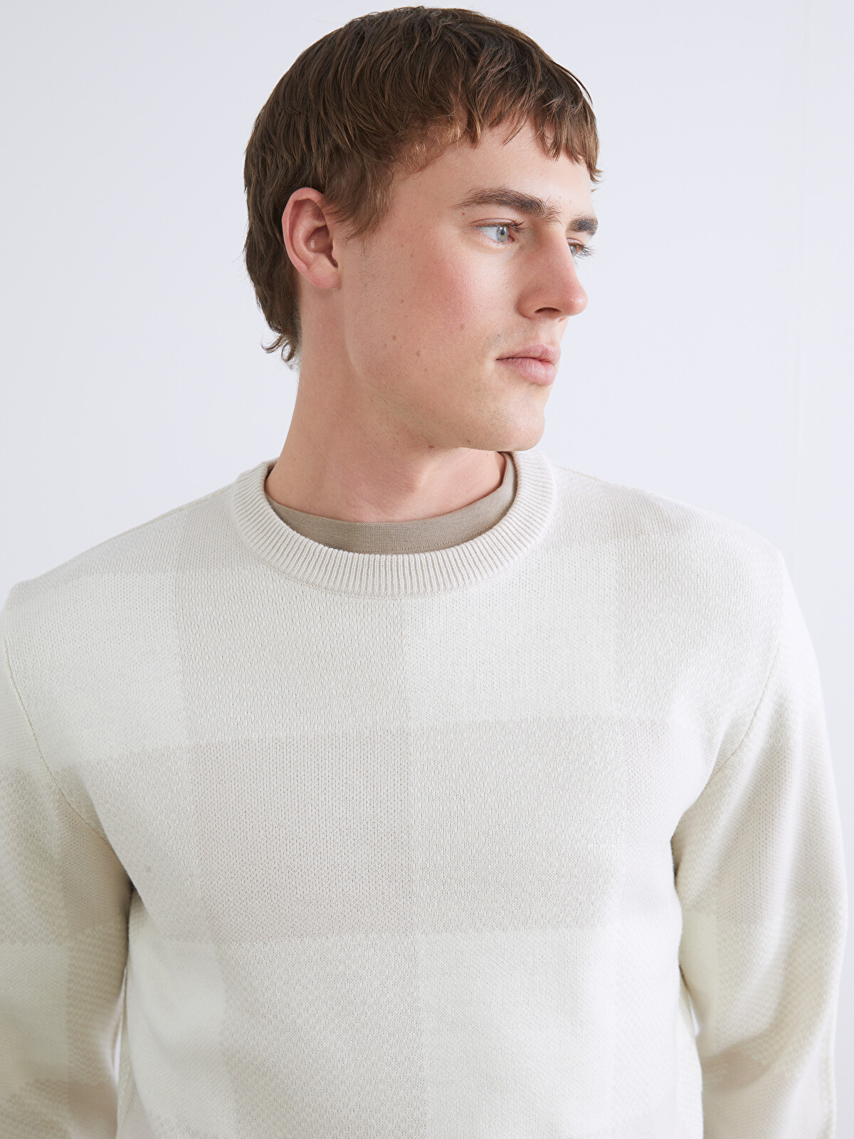 XSIDE Crew Neck Long Sleeve Men's Tricot Sweater - W5G077Z8-SZU