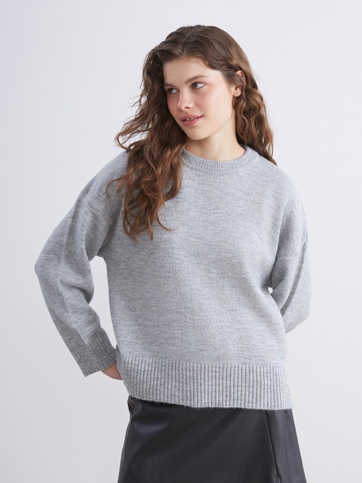 XSIDE Bisiklet Yaka Oversize Kadın Triko Kazak - W5G226Z8-LAL | LC