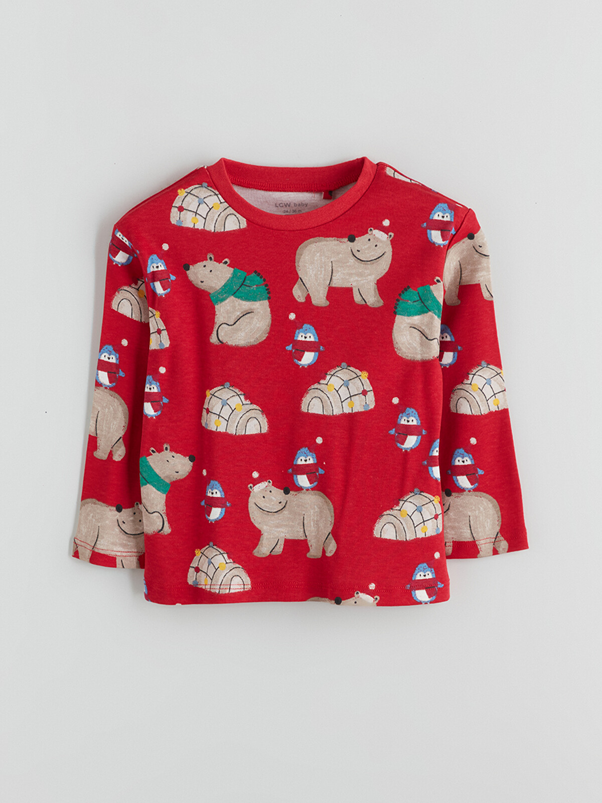 LCW baby Kırmızı Bisiklet Yaka Erkek Bebek Pijama Takımı
