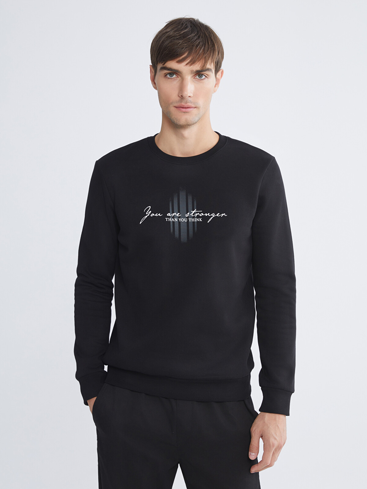 LC WAIKIKI Bisiklet Yaka Baskılı Erkek Sweatshirt - W5G303Z8-CVL