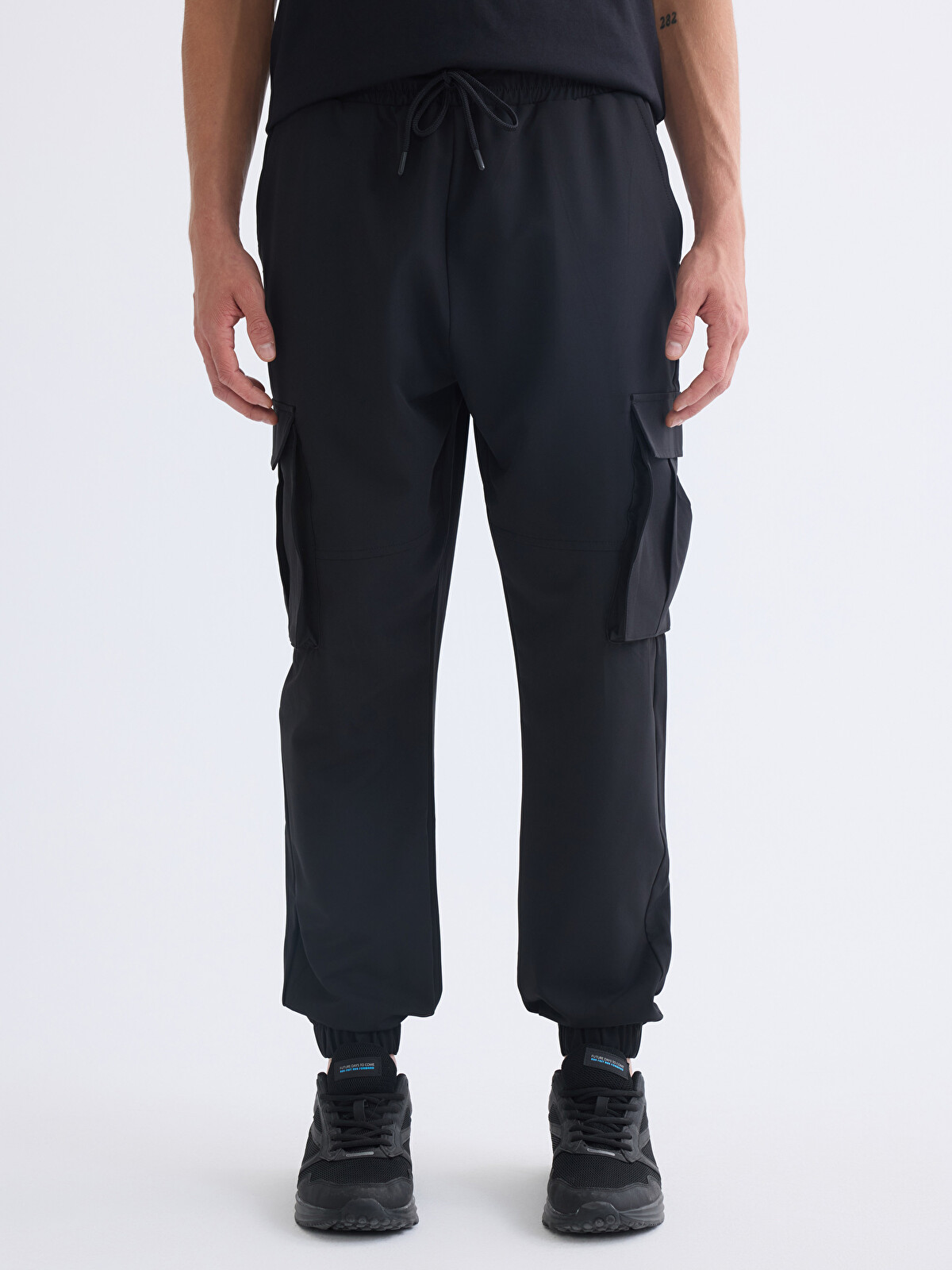 XSIDE ACTIVE Siyah İnterlok Düz Dar & Slim Erkek Jogger Eşofman