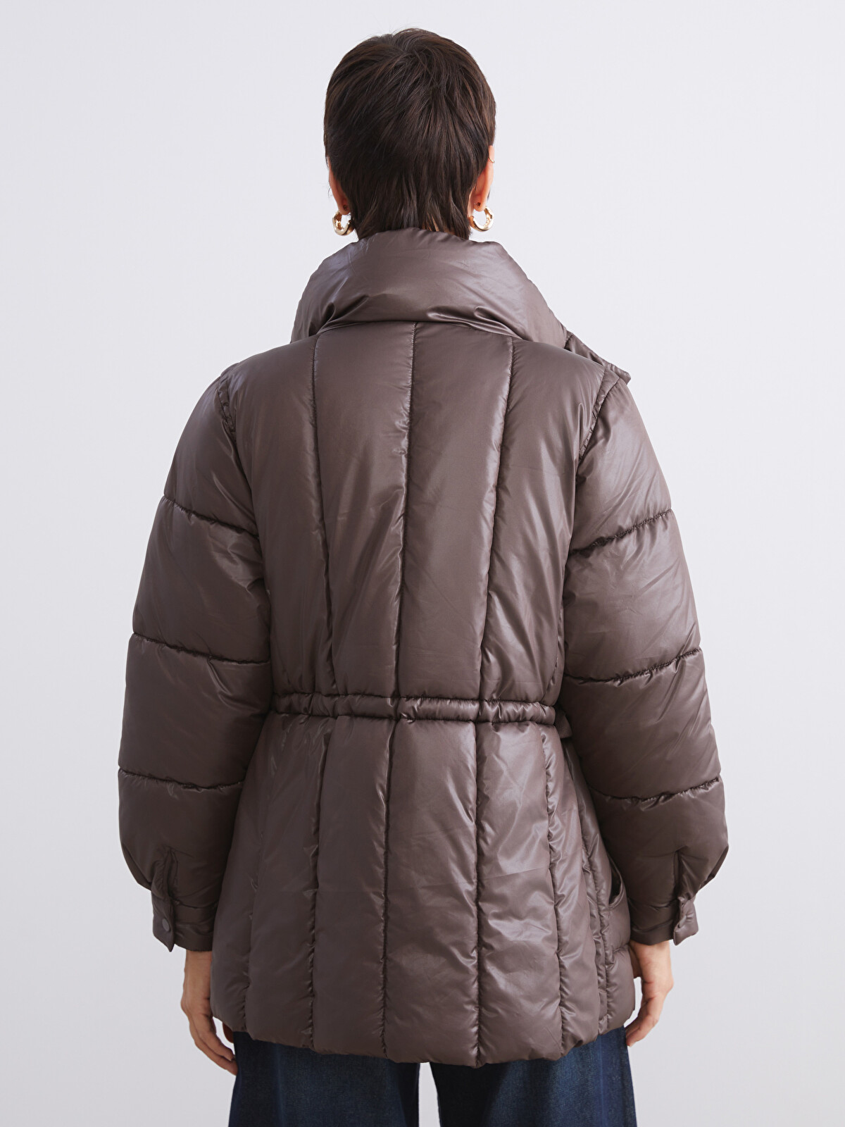 LCW Vision Kahverengi Dik Yaka Kadın Şişme Mont - W5G533Z8-CT9 | LCW