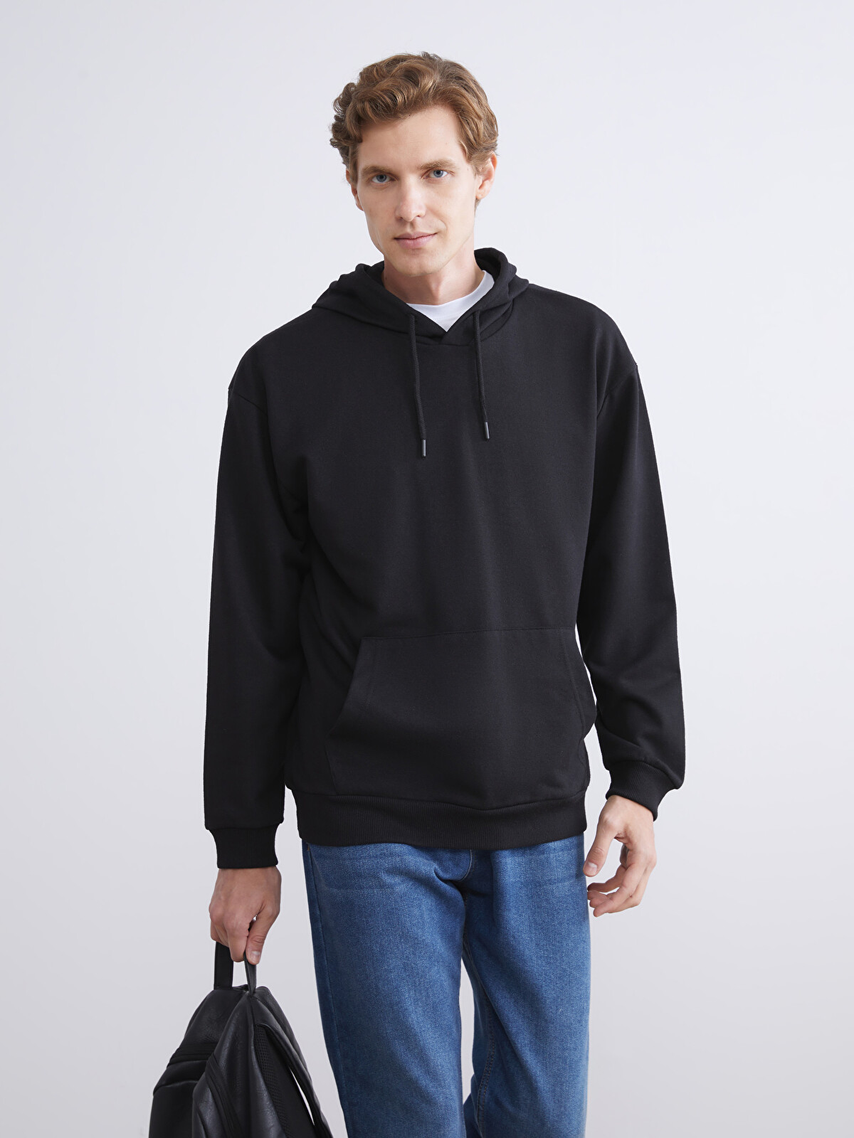 LCW ECO Siyah Uzun Kollu Erkek Hoodie - W5G567Z8-CVL | LCW