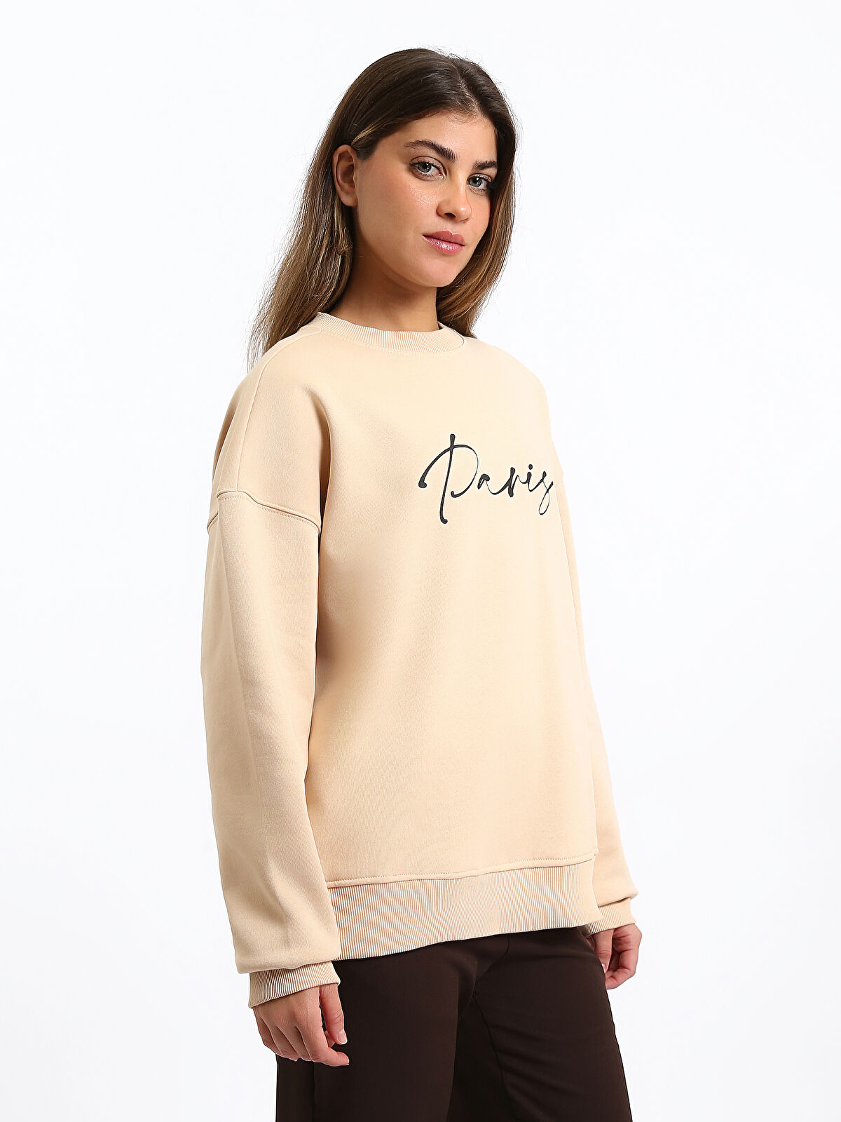 LCW Vision Paris Printed Oversize Women's Thick Sweatshirt