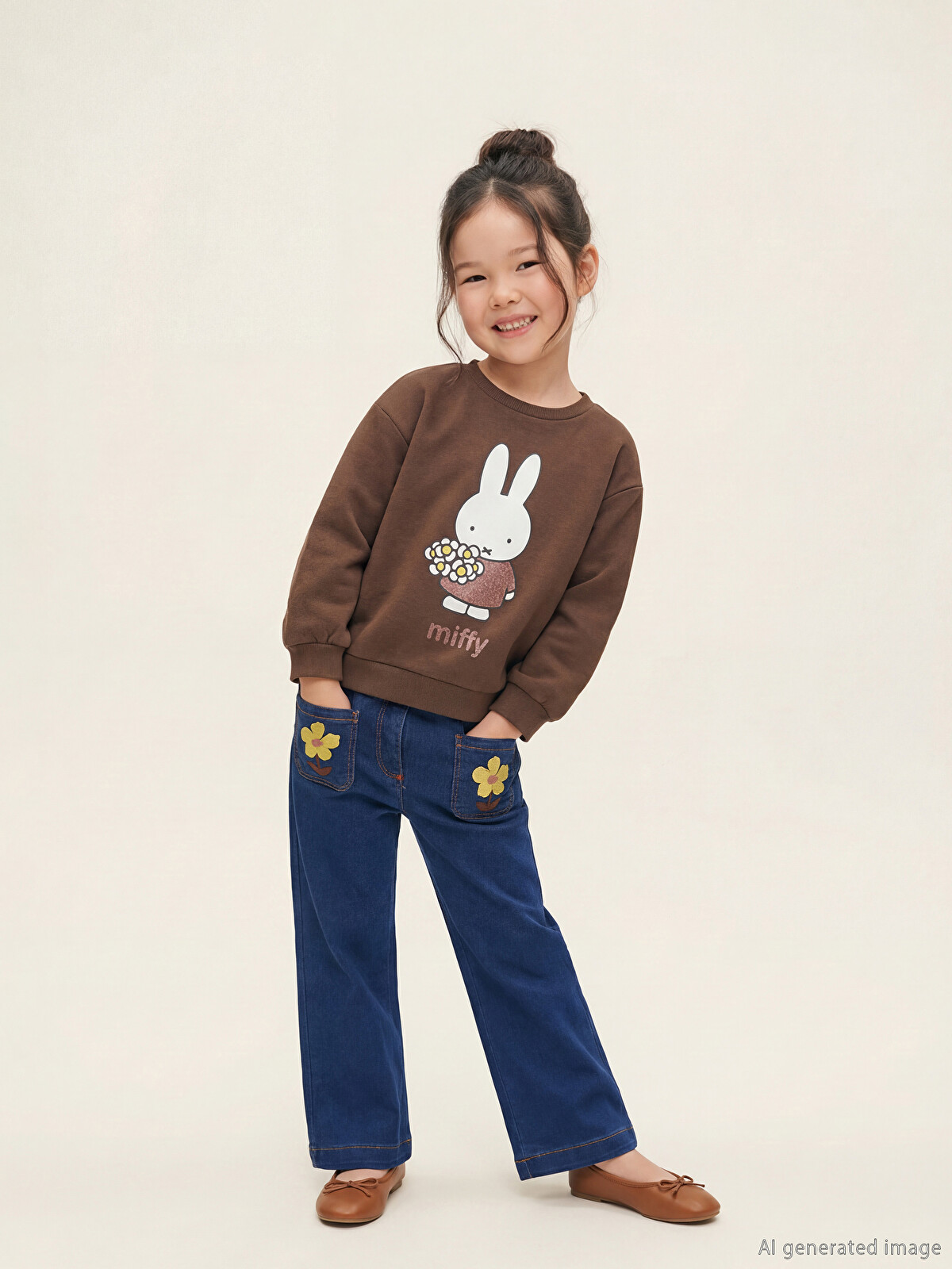 LCW Kids Flower Embroidered Girls' Jeans - W5GG92Z1-309 | LC Waikiki