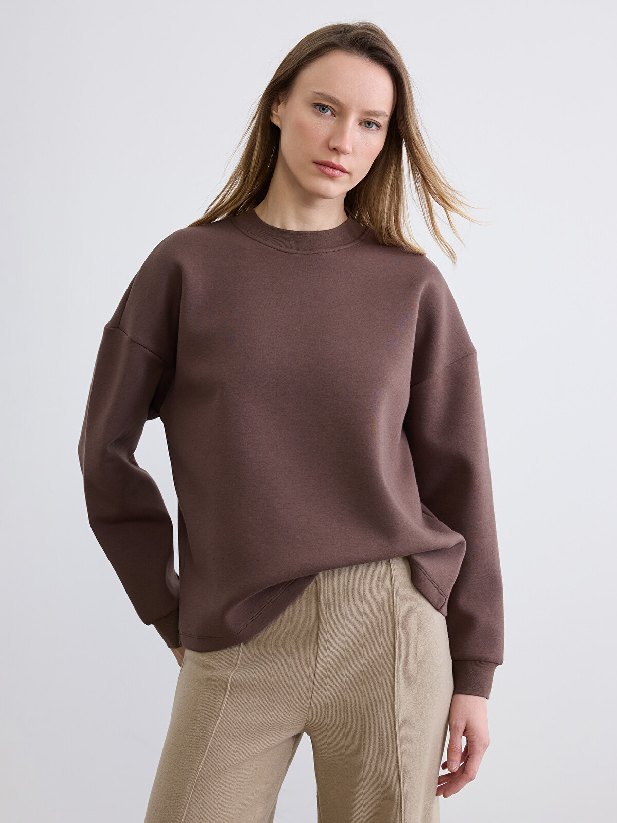 LCW Vision Women's Crew Neck Oversized Sweatshirt - W5GT14Z8-R3C