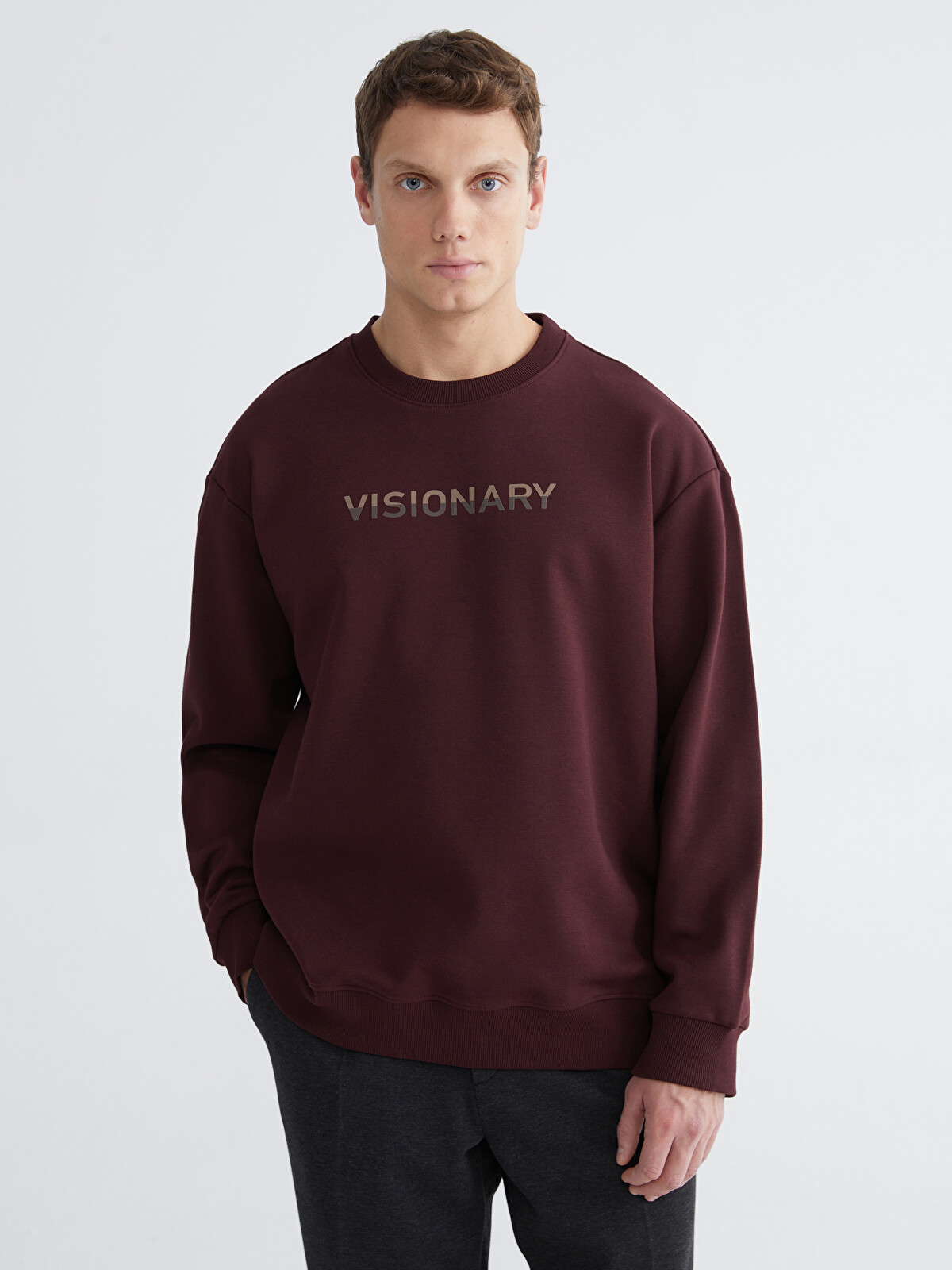 LCW Vision Crew Neck Printed Men's Thick Sweatshirt - W5GT57Z8-ZNW