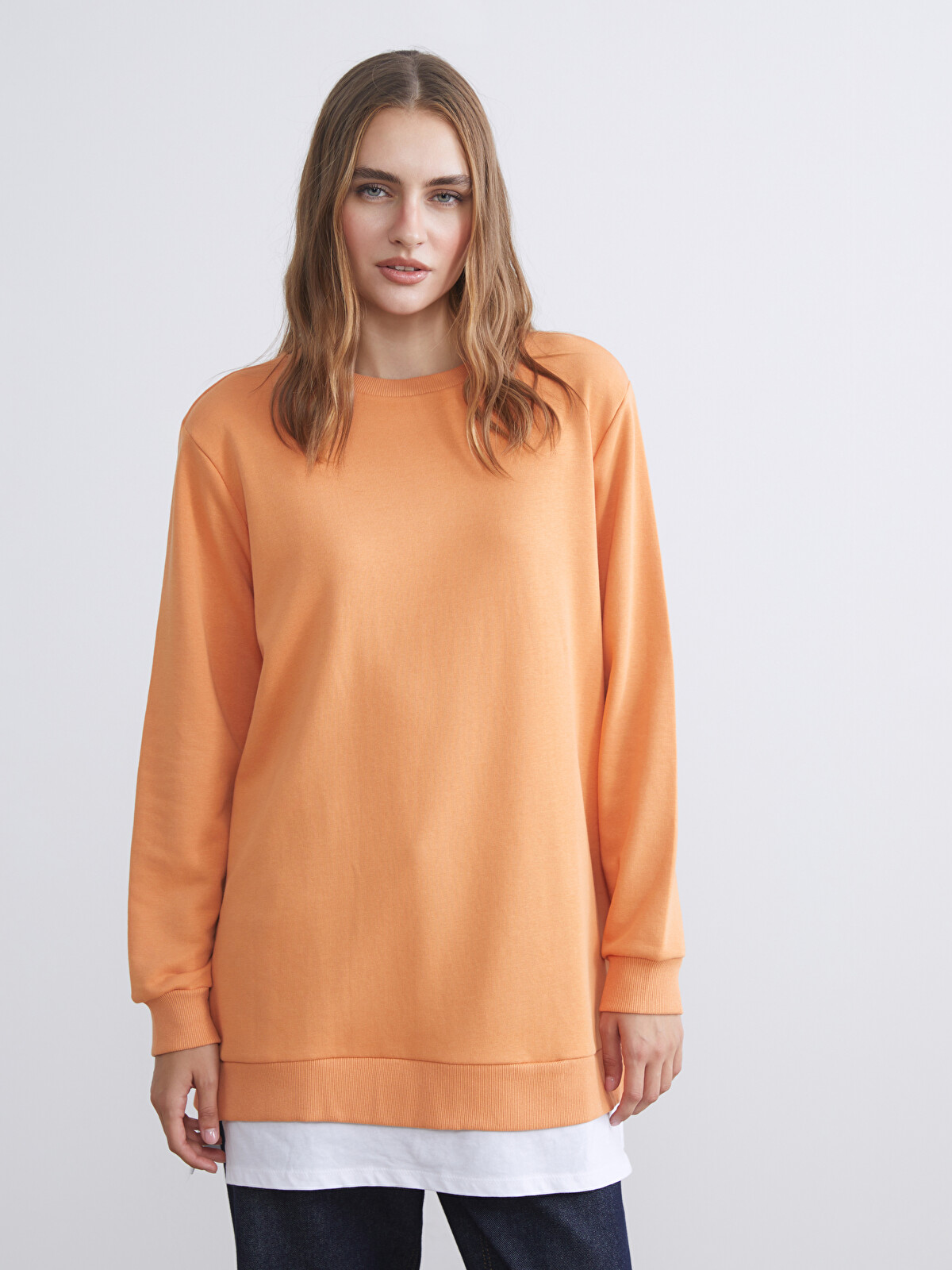 LCW ECO Crew Neck Women's Sweatshirt Tunic - W5GU73Z8-FMB | LC Waikiki
