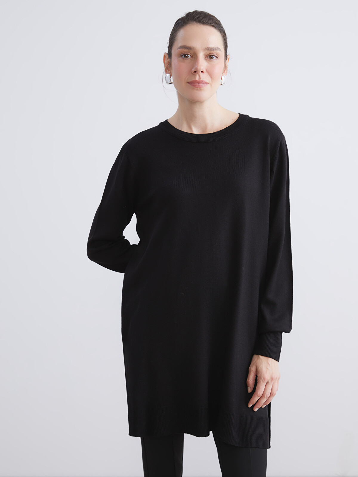 WANIMA koshin ロンT XL LCW ECO Siyah Bisiklet Yaka Kadın Triko Tunik - W5HB50Z8-CVL | LCW