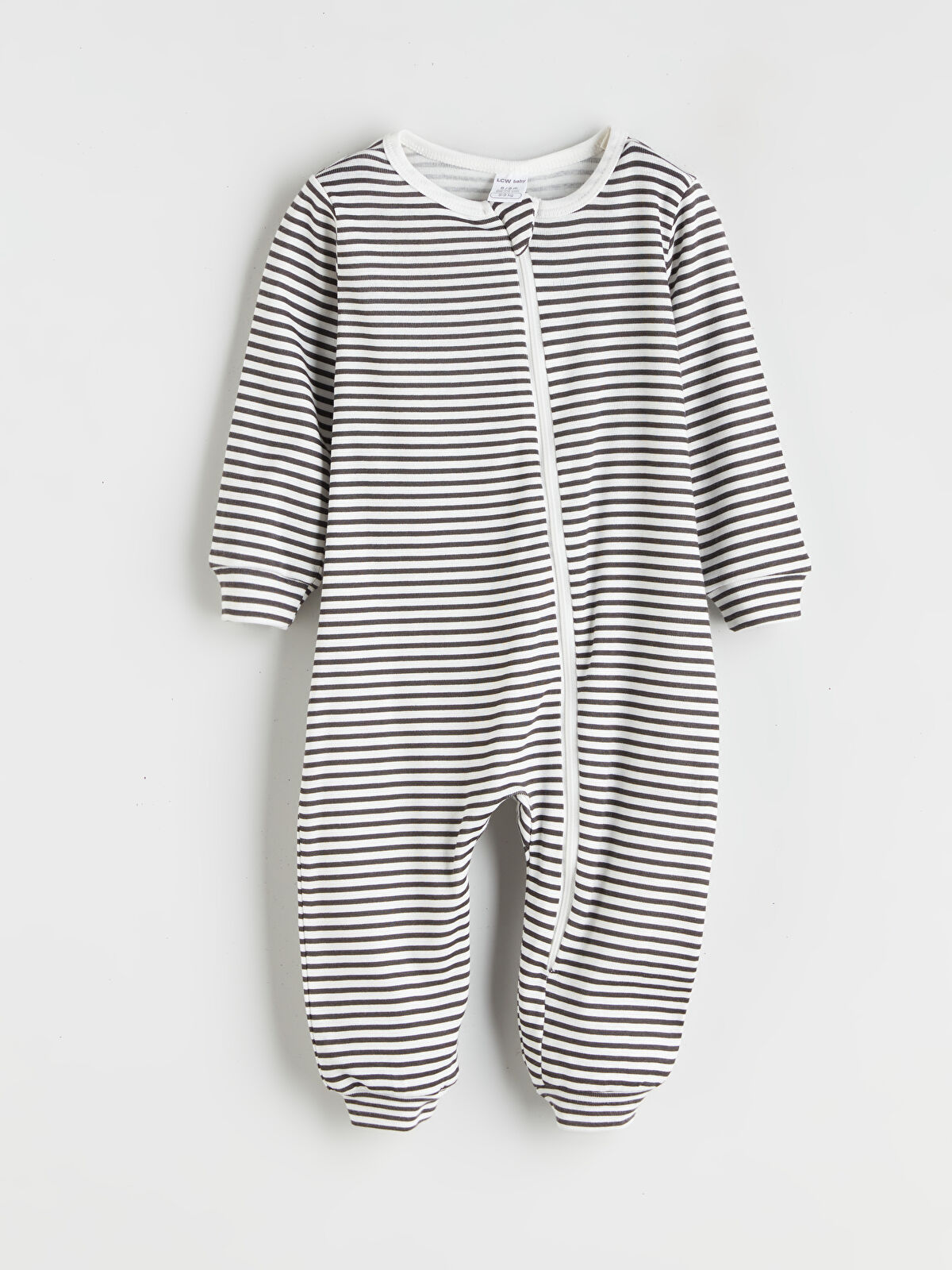 LCW ECO Gri Bisiklet Yaka Çizgili Erkek Bebek Tulum - W5HD08Z1-LFZ