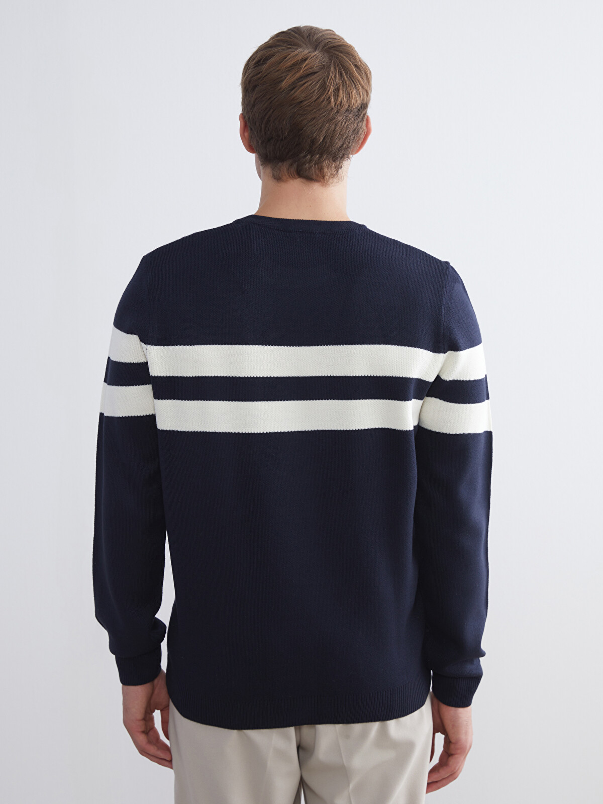 LCWAIKIKI Classic Crew Neck Striped Men's Knitwear Sweater