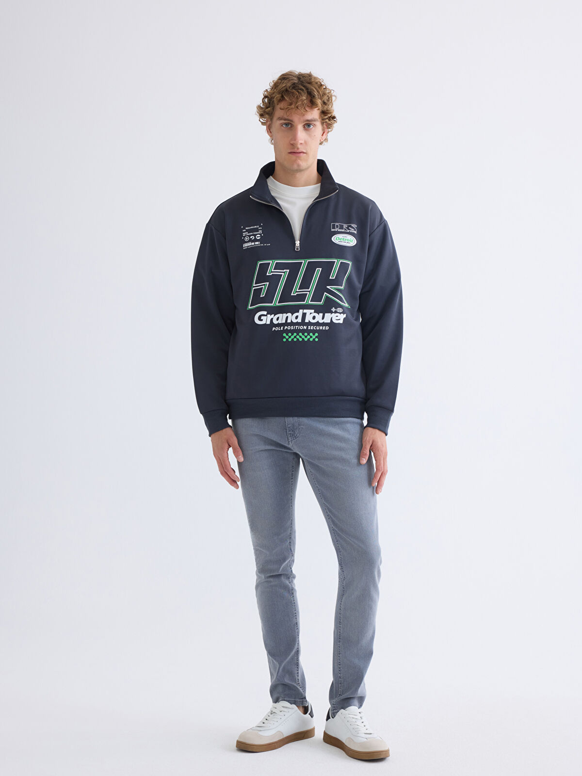 XSIDE Dik Yaka Baskılı Erkek Sweatshirt - W5HT54Z8-VX9 | LCW