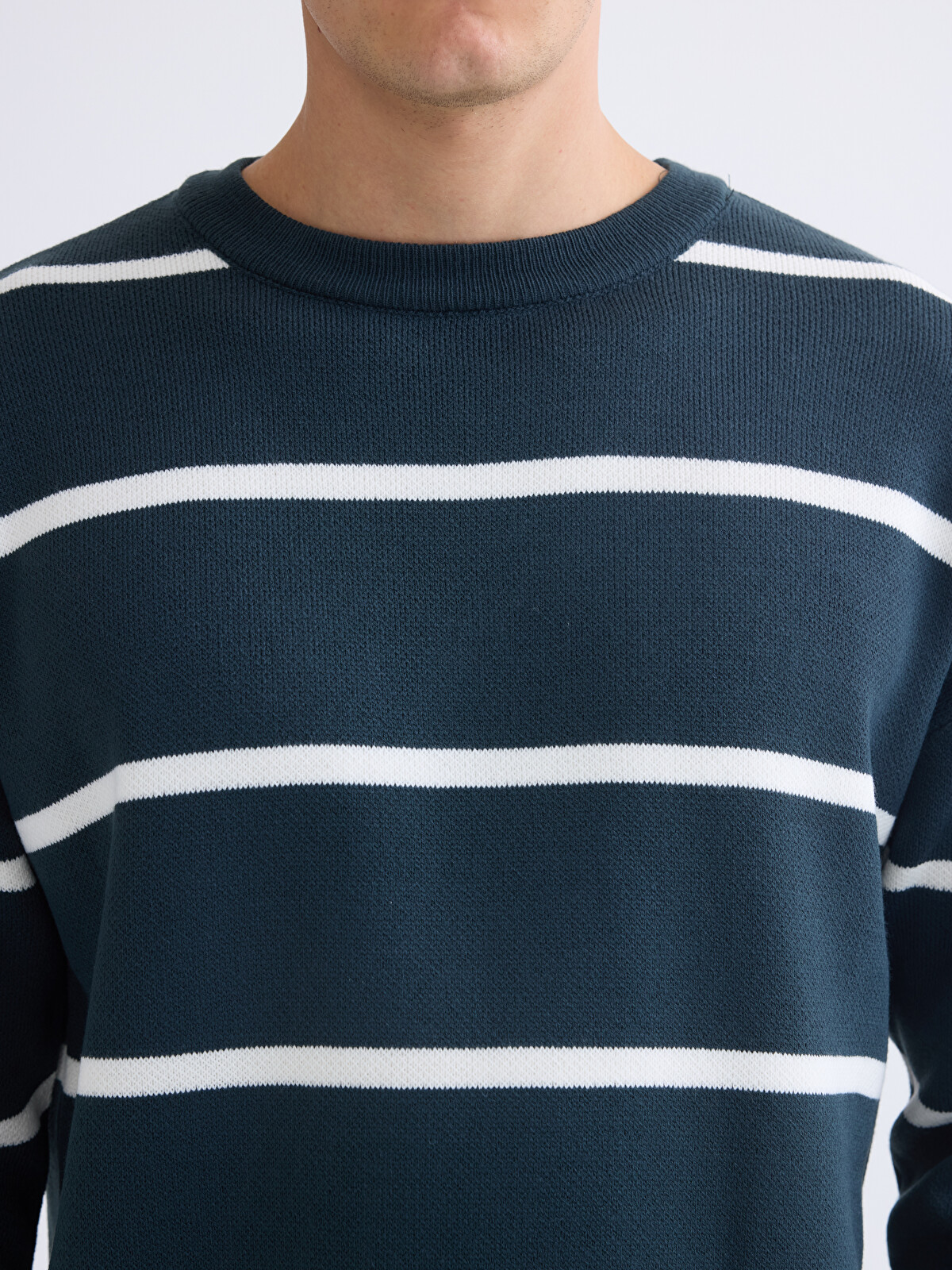 XSIDE Crew Neck Striped Men's Knitwear Sweater - W5HU47Z8-HJH | LC