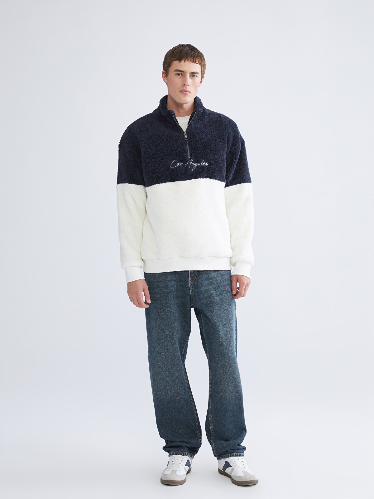 LCW ECO Funnel Neck Long Sleeve Plush Men's Sweatshirt - W5HY40Z8