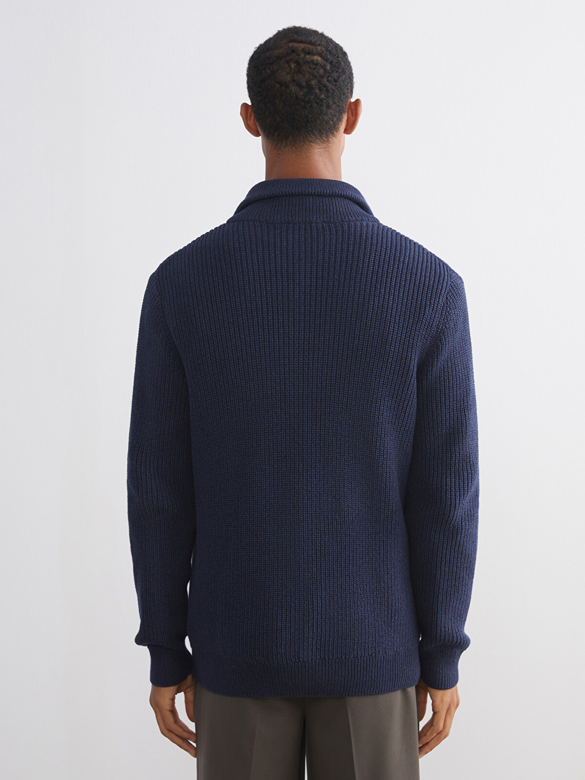 LCW Vision Zippered Funnel Neck Men's Knit Sweater - W5I364Z8-DFK