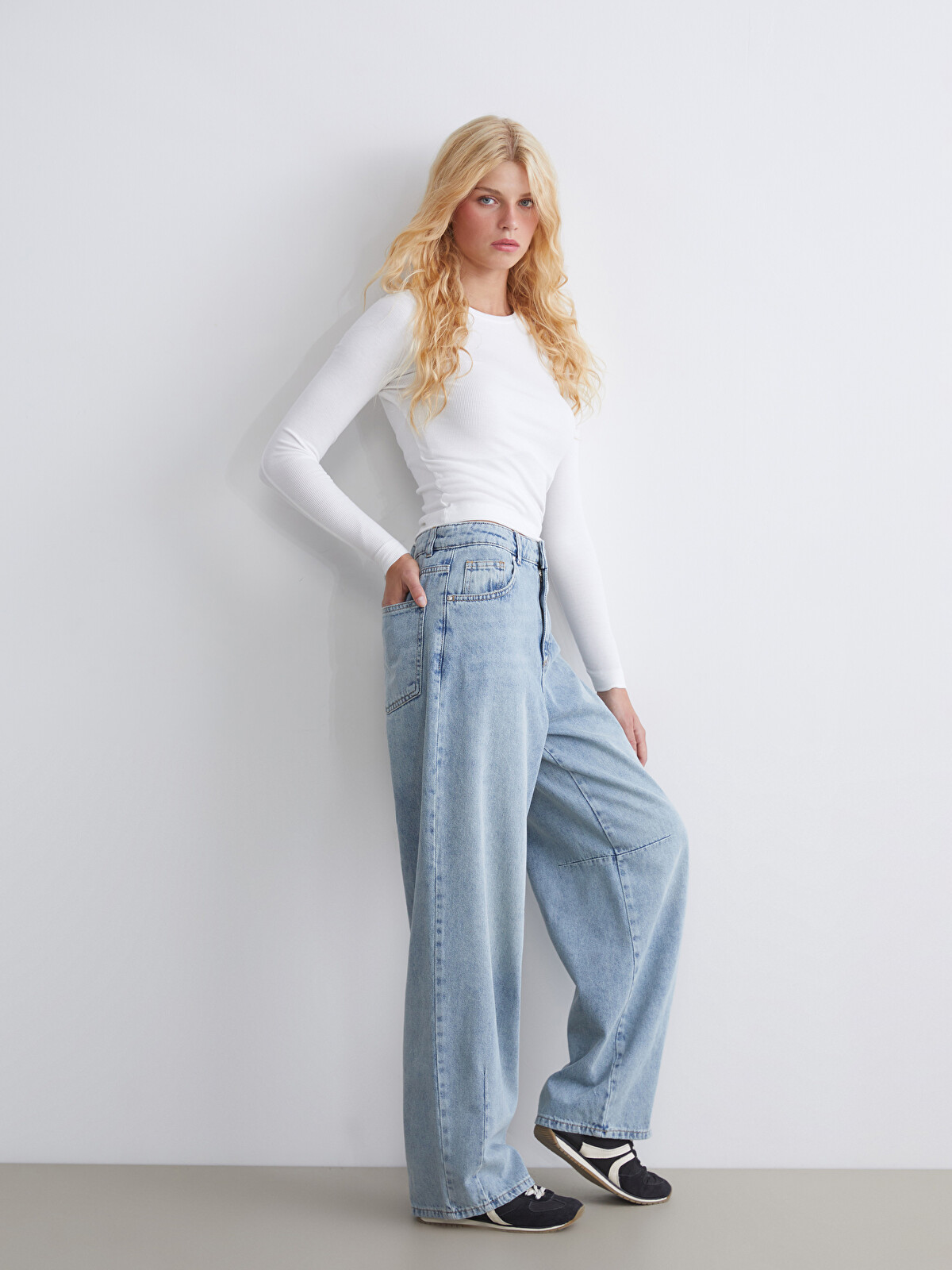 XSIDE Mavi Baggy Fit Kadın Jean Pantolon - W5I500Z8-Q6L | LCW