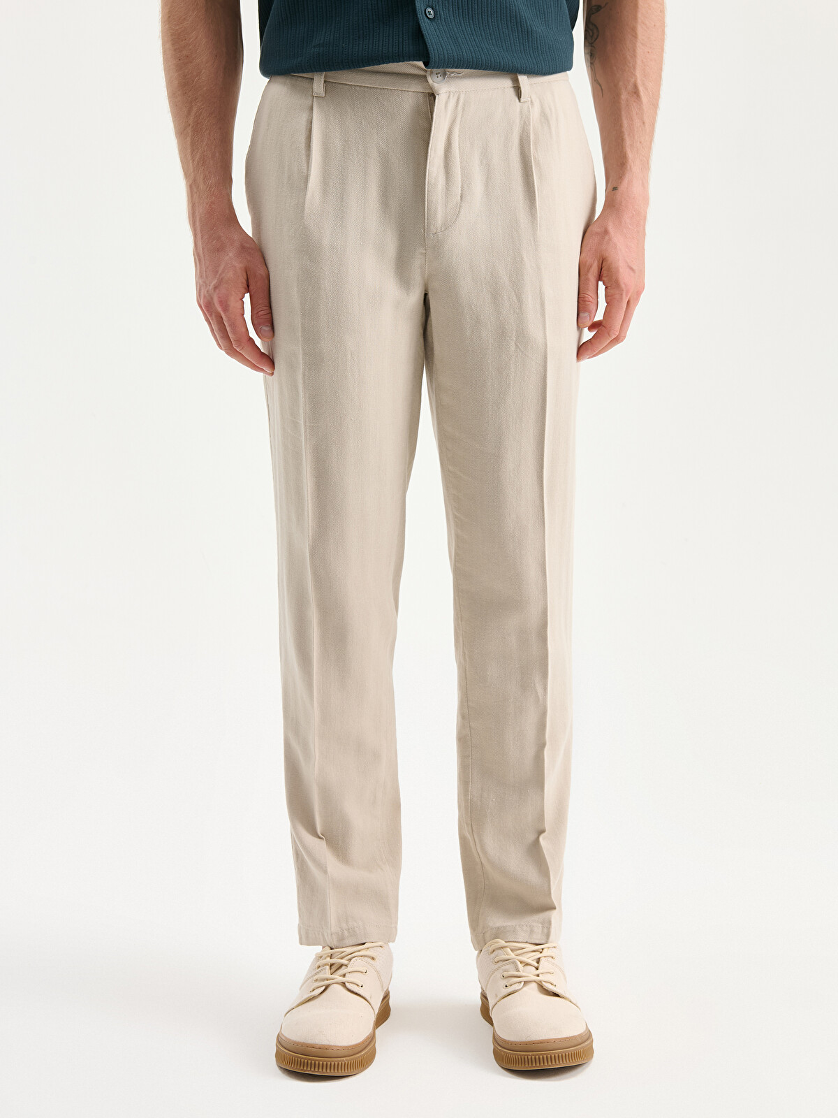 SOUTHBLUE Standard Fit Linen Blend Men's Trousers - W5I603Z8-S0L