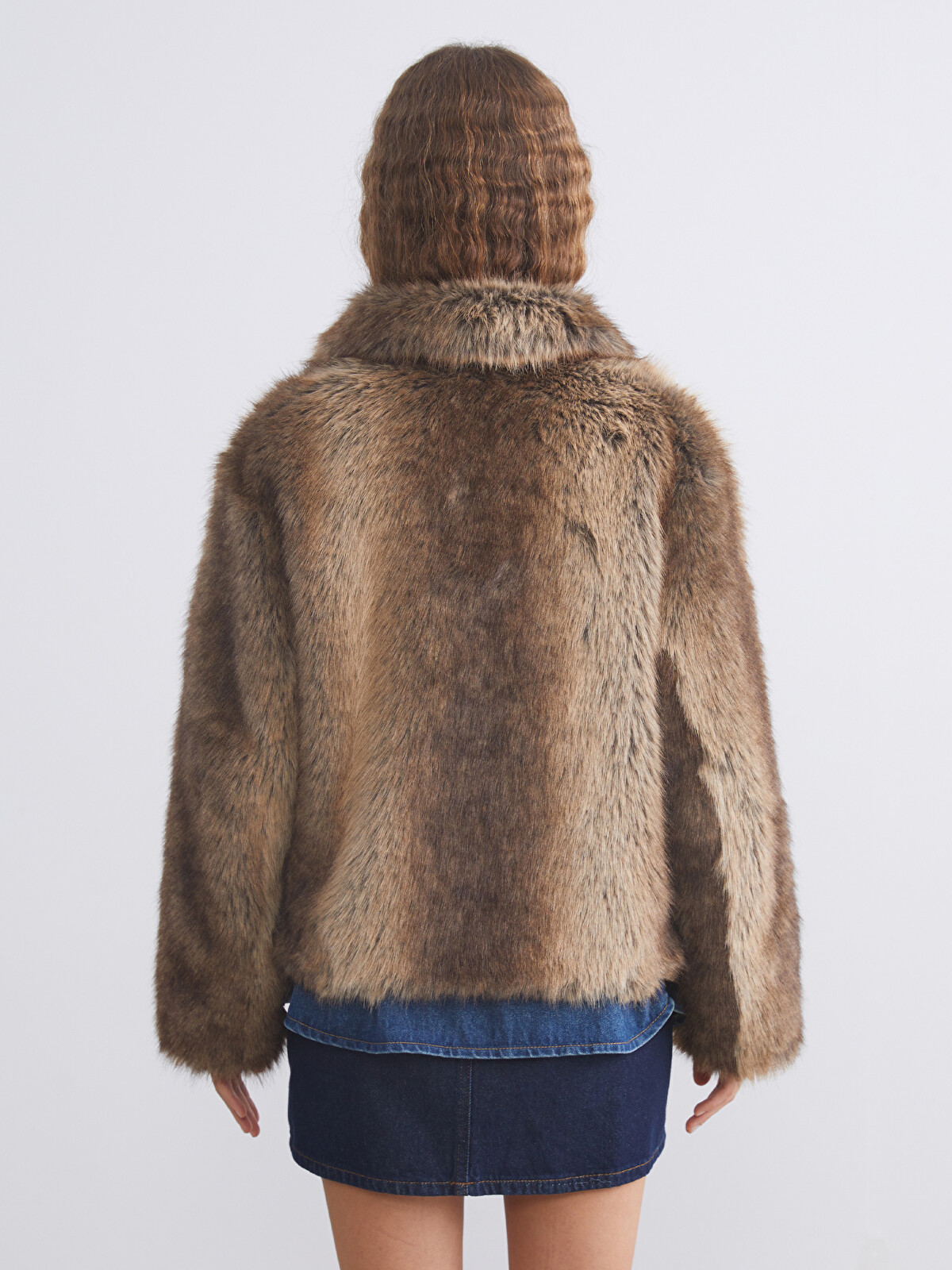 XSIDE Funnel Neck Women's Fur Coat - W5I731Z8-CTX | LC Waikiki
