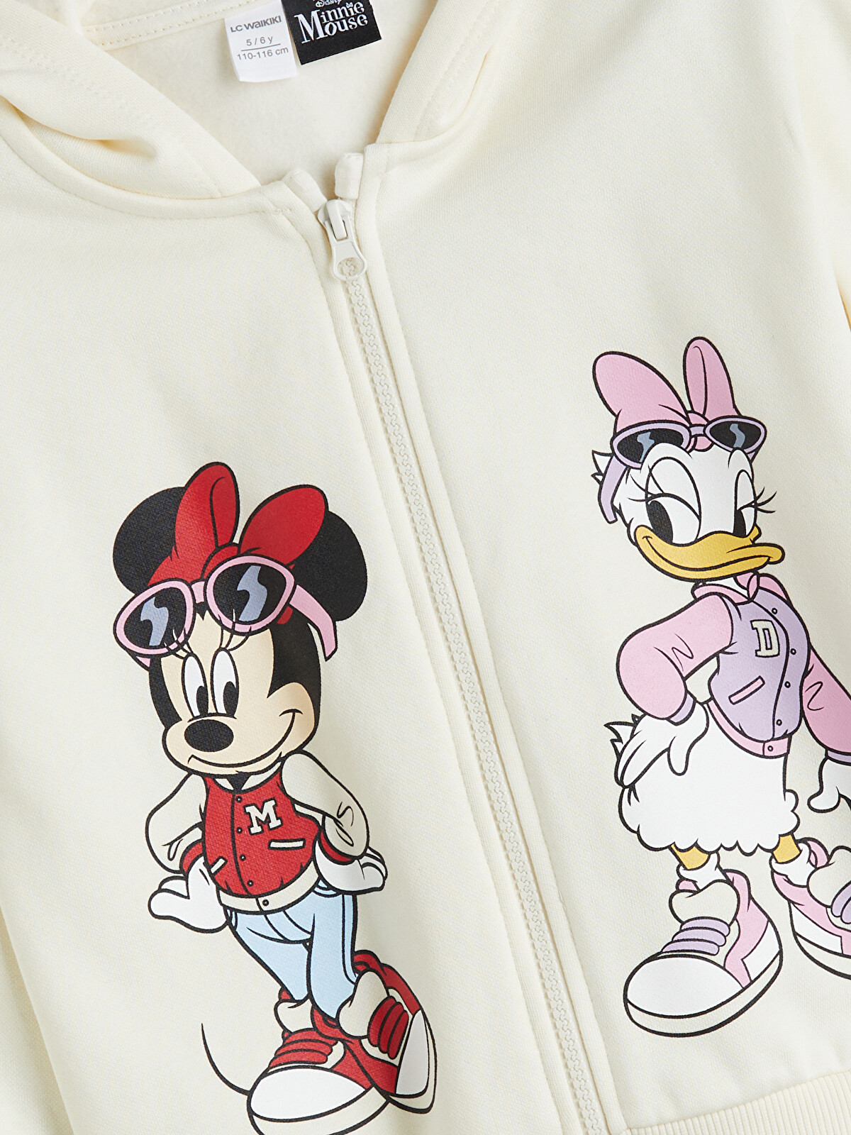 LCW Kids Minnie Mouse Printed Hooded Girls' Zip-Up Sweatshirt