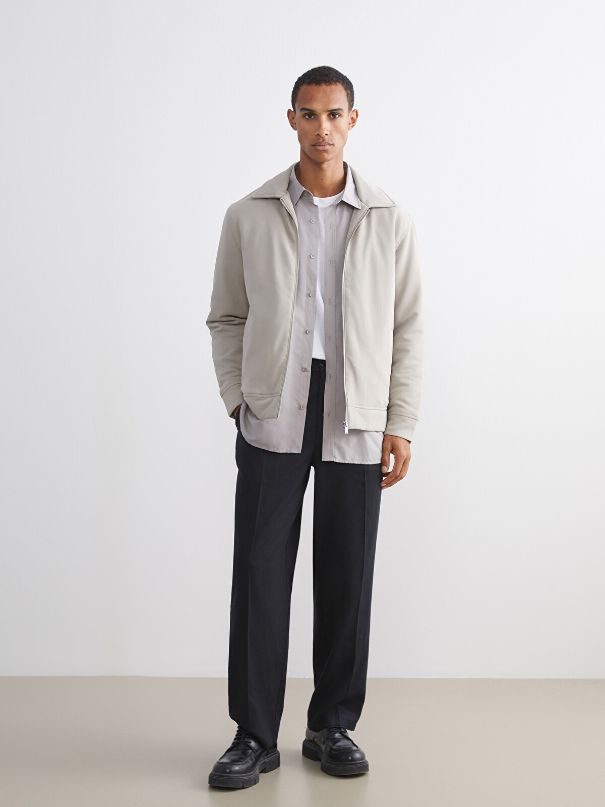 ホワイト 長袖シャツ Feels ポケット付き LCW Vision Comfortable Fit Shirt Collar Men's Jacket - W5I845Z8