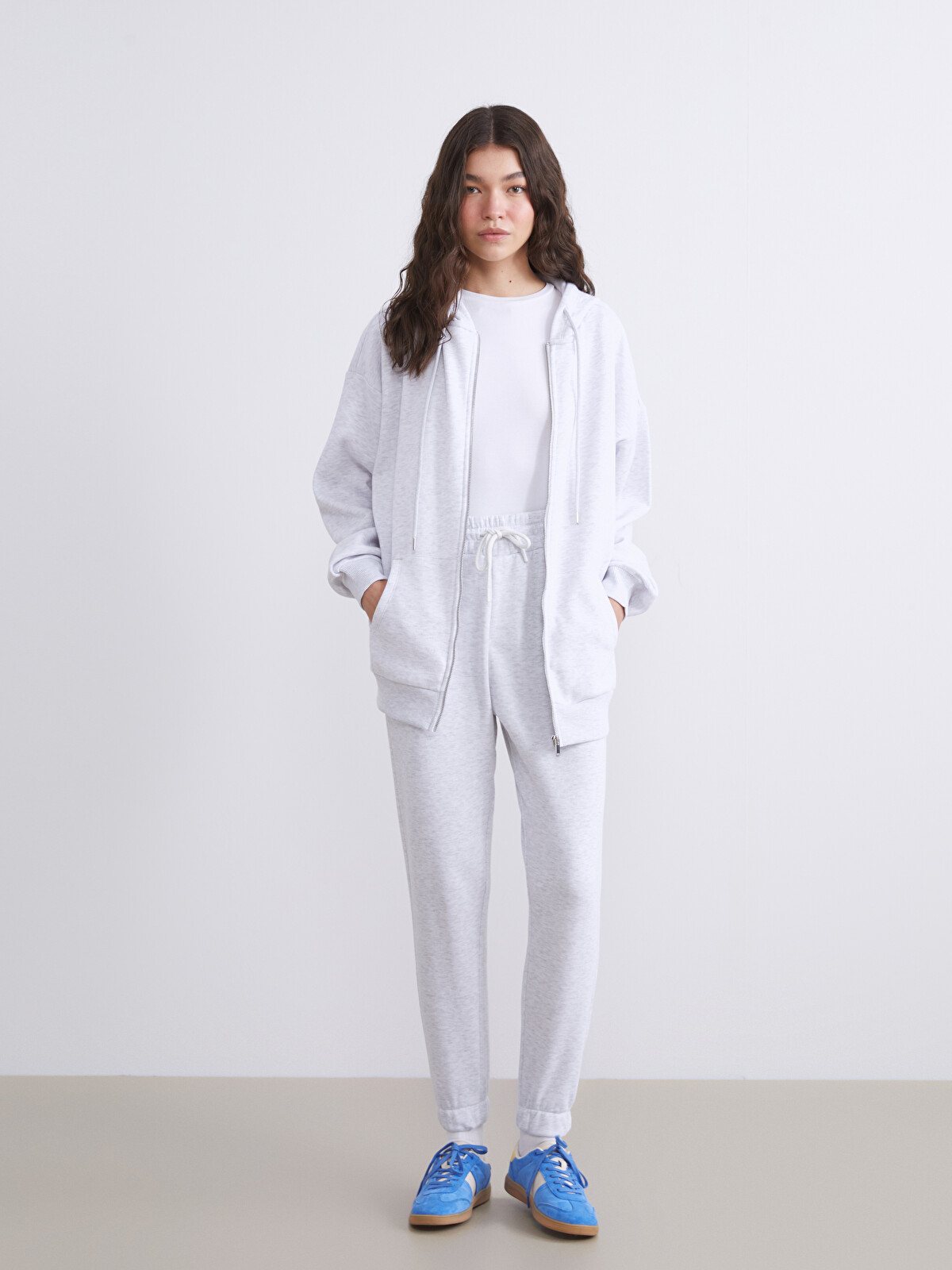 XSIDE Kapüşonlu Oversize Kadın Kalın Fermuarlı Sweatshirt