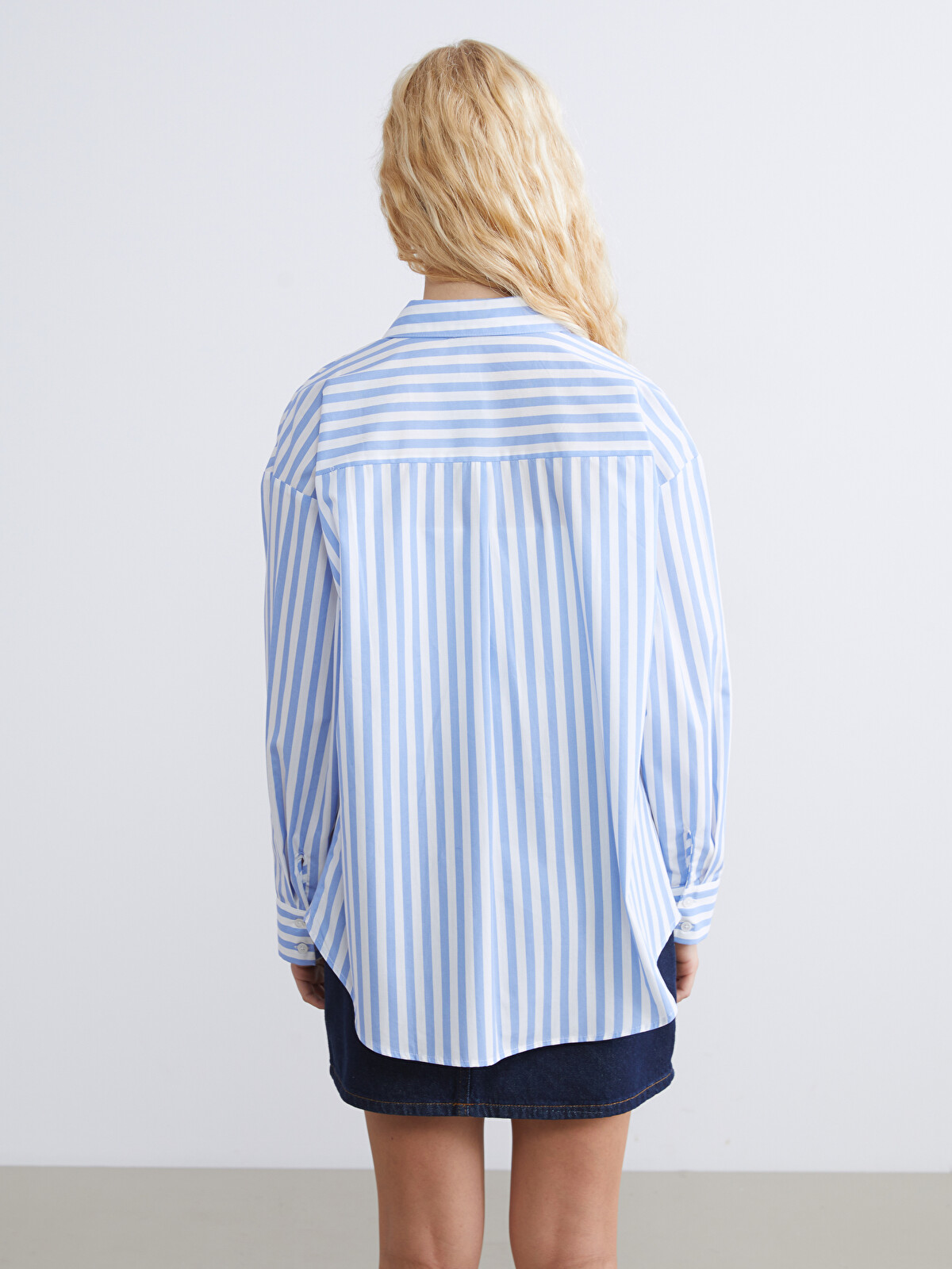 XSIDE Striped Oversize Poplin Women's Shirt - W5I982Z8-LEH | LC